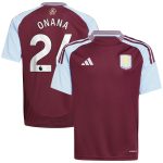 aston villa adidas home shirt 2024-25 – kids with onana 24 printing Collection | Aston Villa Football Kits and Shirts