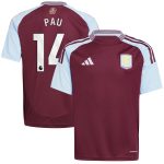 aston villa adidas home shirt 2024-25 – kids with pau 14 printing Collection | Aston Villa Football Kits and Shirts