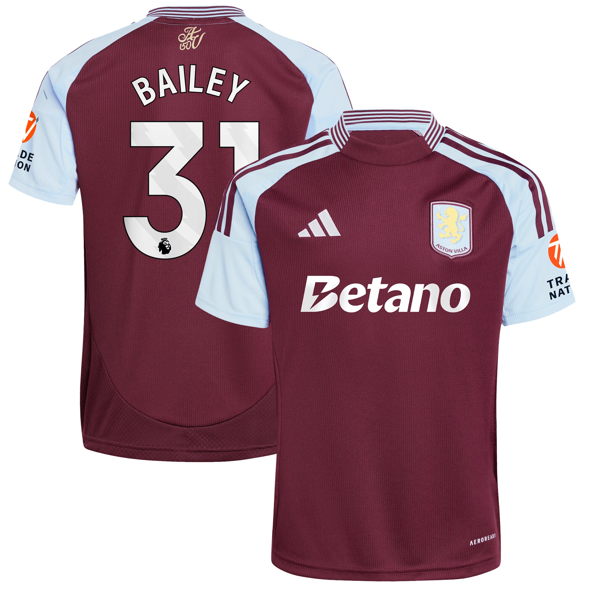 aston villa adidas home shirt 2024-25 with bailey 31 printing Collection | Aston Villa Football Kits and Shirts