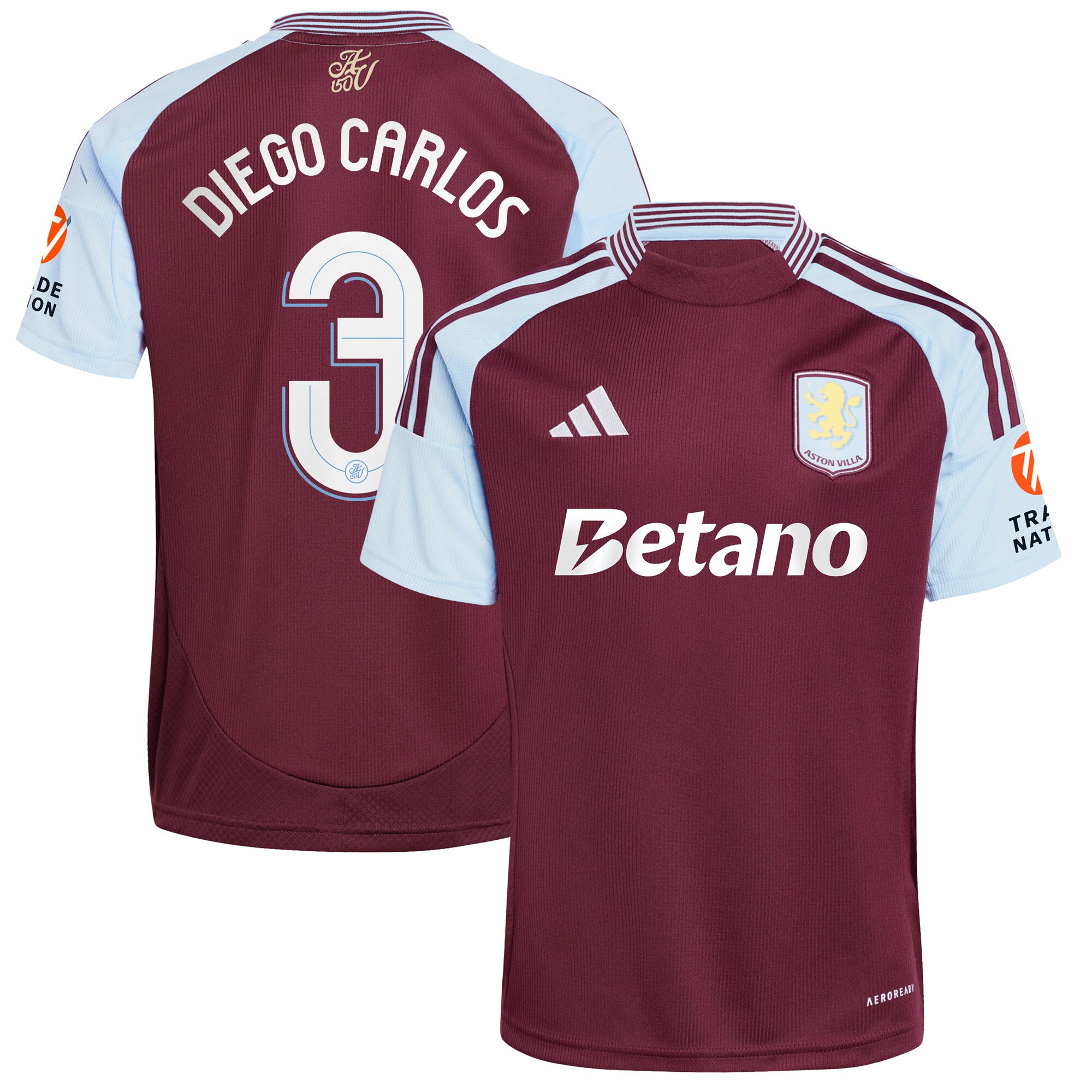 aston villa adidas home shirt 2024-25 with diego carlos 3 cup printing Collection | Aston Villa Football Kits and Shirts