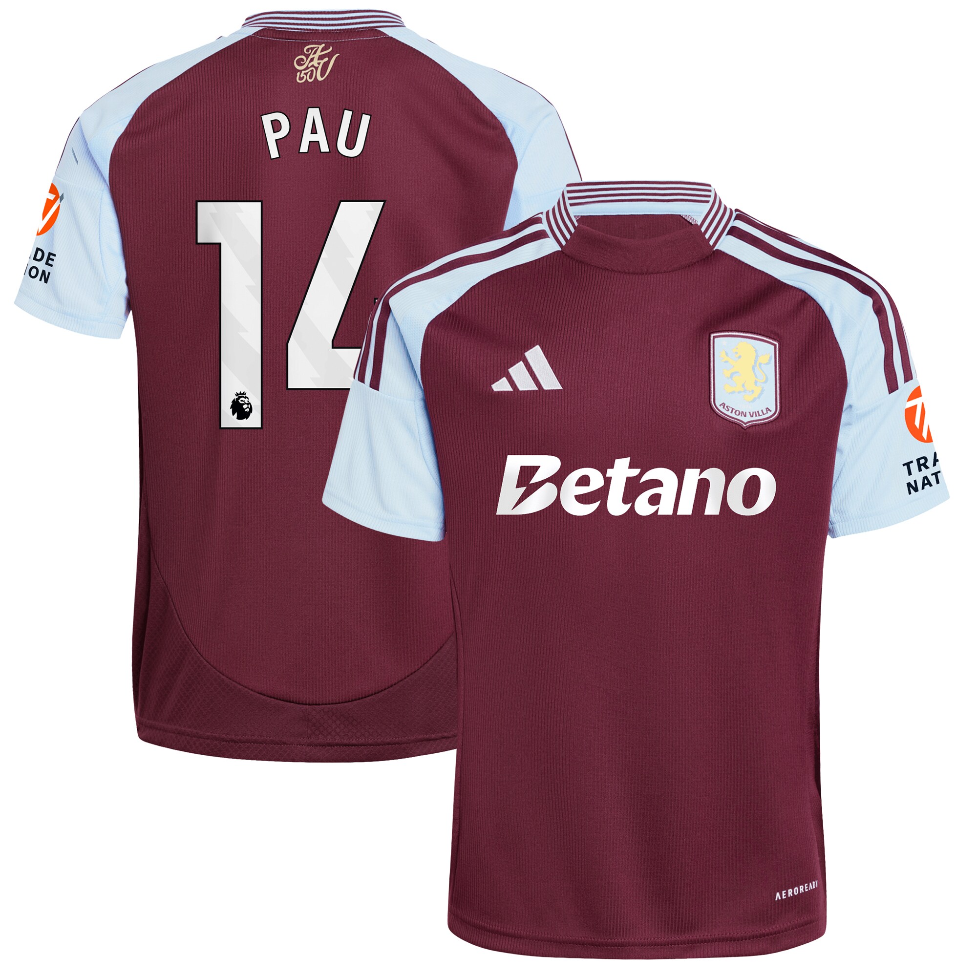 aston villa adidas home shirt 2024-25 with pau 14 printing Collection | Aston Villa Football Kits and Shirts