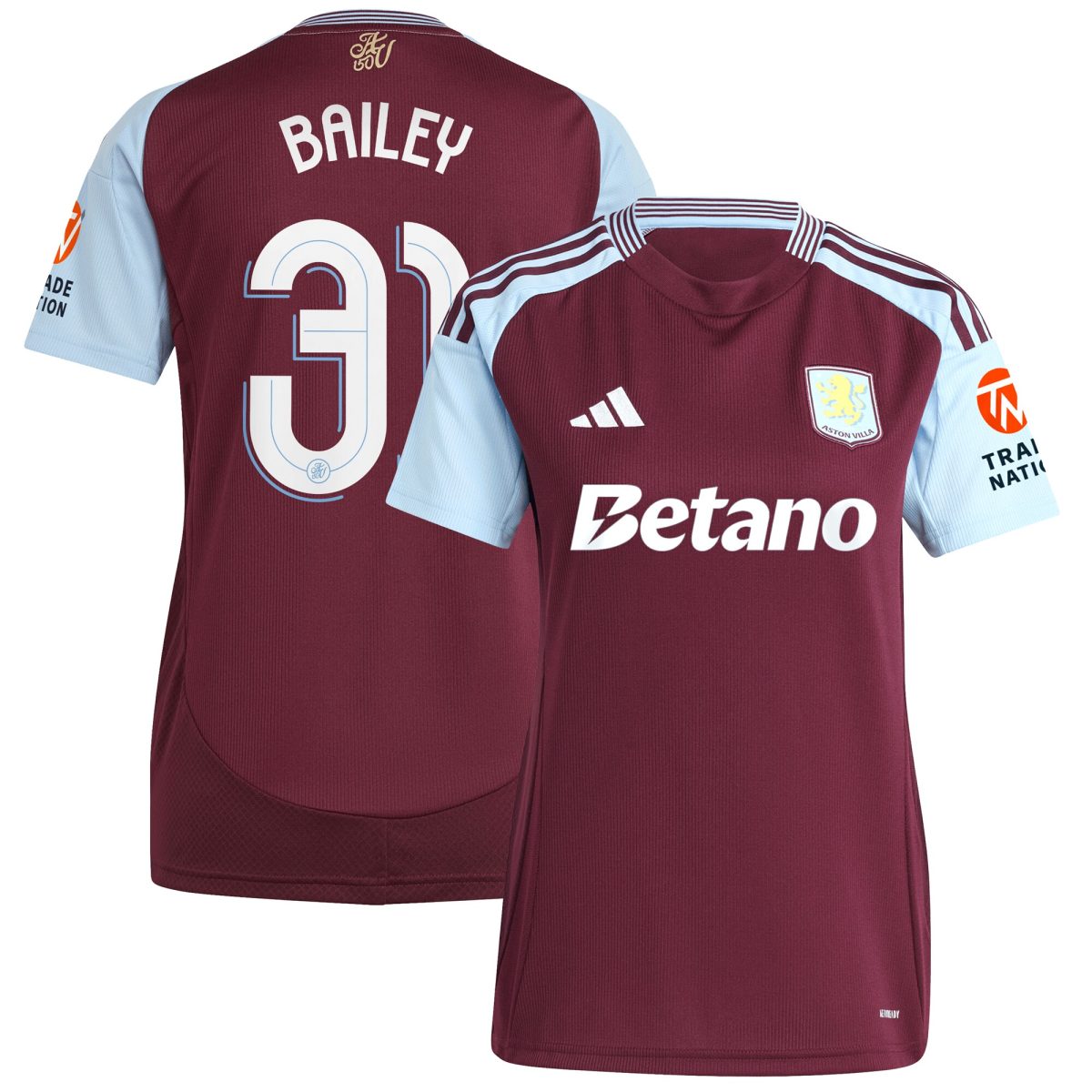 aston villa adidas home shirt 2024-25 – womens with bailey 31 cup printing Collection | Aston Villa Football Kits and Shirts
