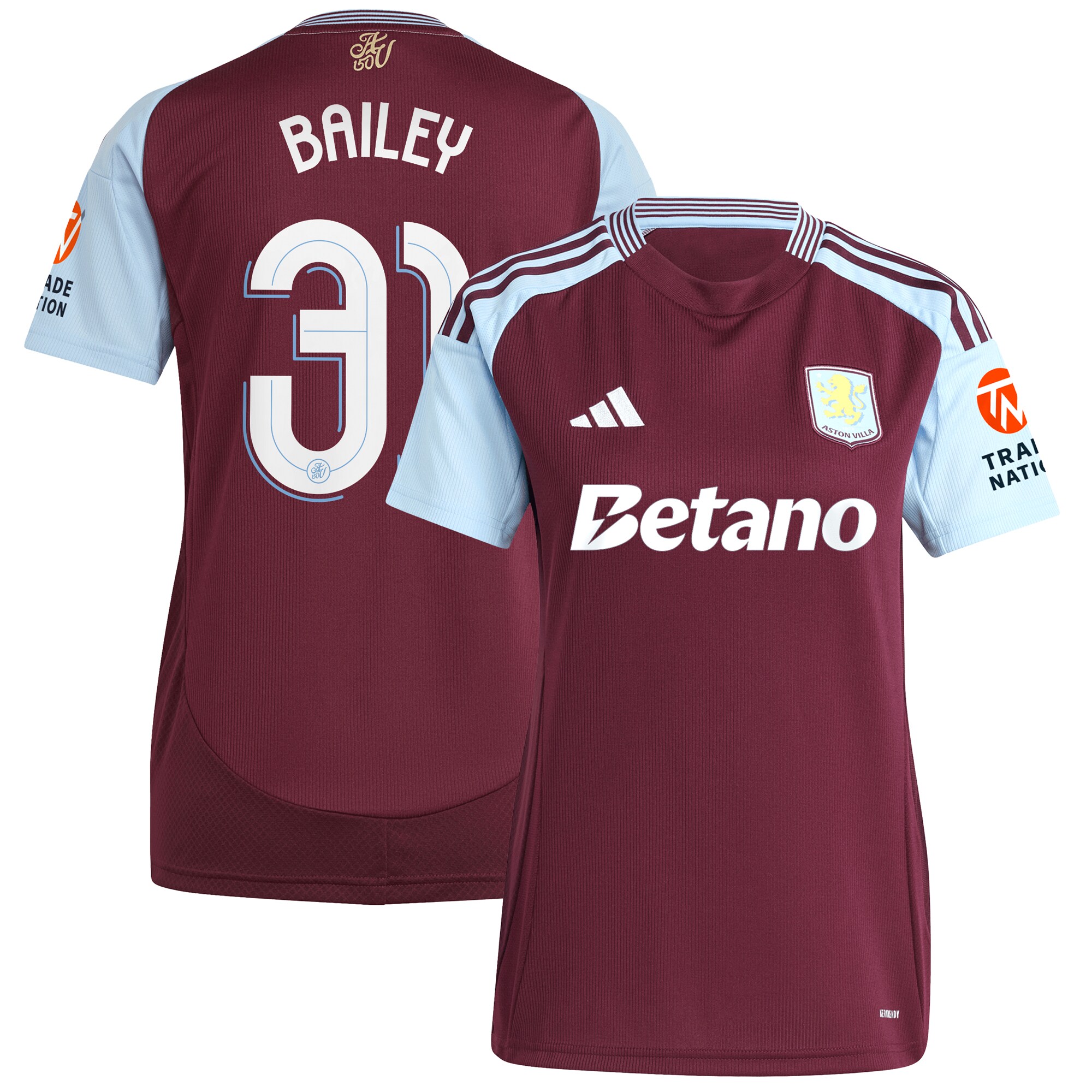 aston villa adidas home shirt 2024-25 – womens with bailey 31 cup printing Collection | Aston Villa Football Kits and Shirts