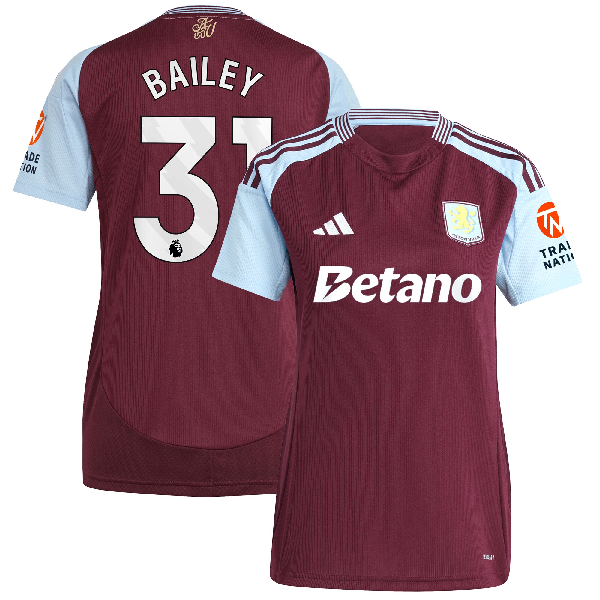 aston villa adidas home shirt 2024-25 – womens with bailey 31 printing Collection | Aston Villa Football Kits and Shirts