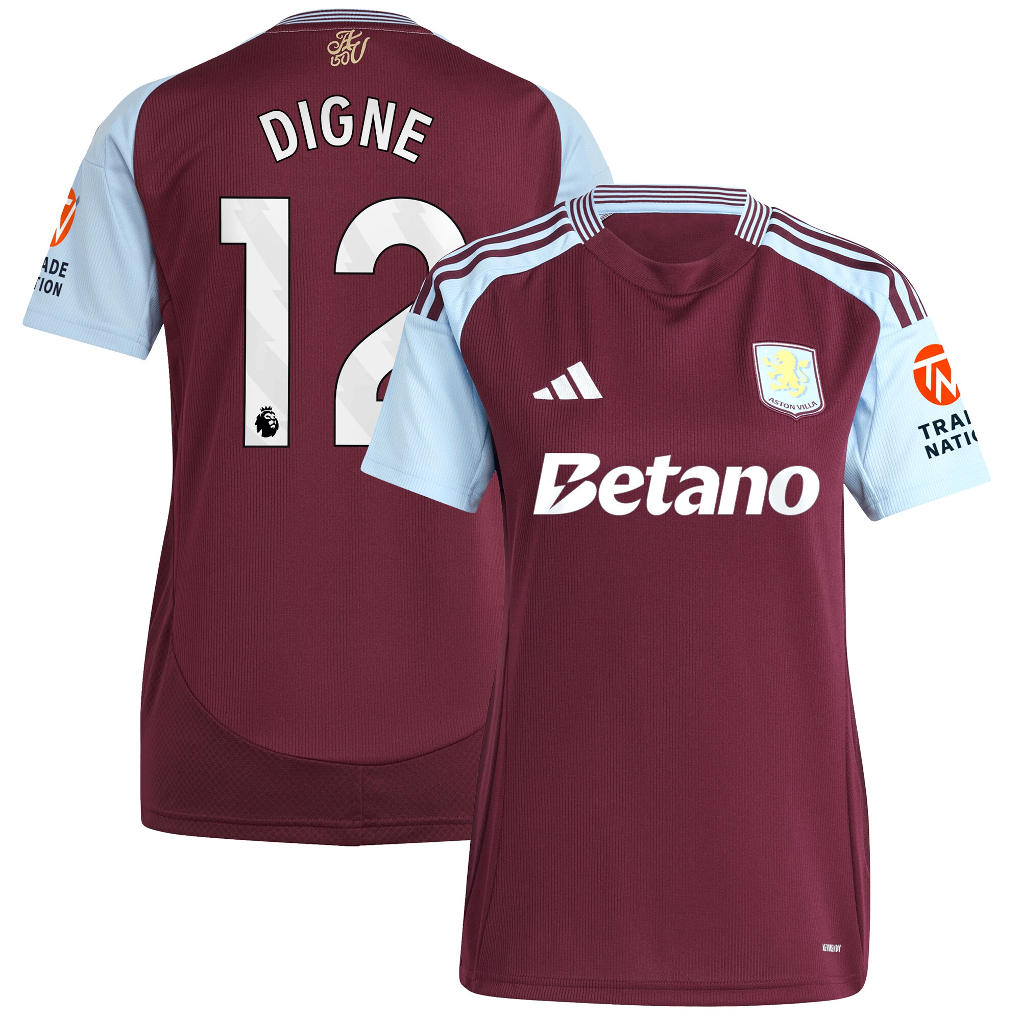 aston villa adidas home shirt 2024-25 – womens with digne 12 printing Collection | Aston Villa Football Kits and Shirts