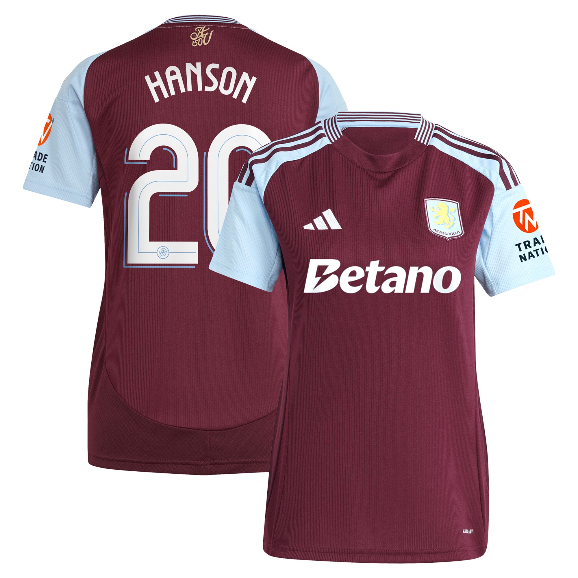 aston villa adidas home shirt 2024-25 – womens with hanson 20 cup printing Collection | Aston Villa Football Kits and Shirts