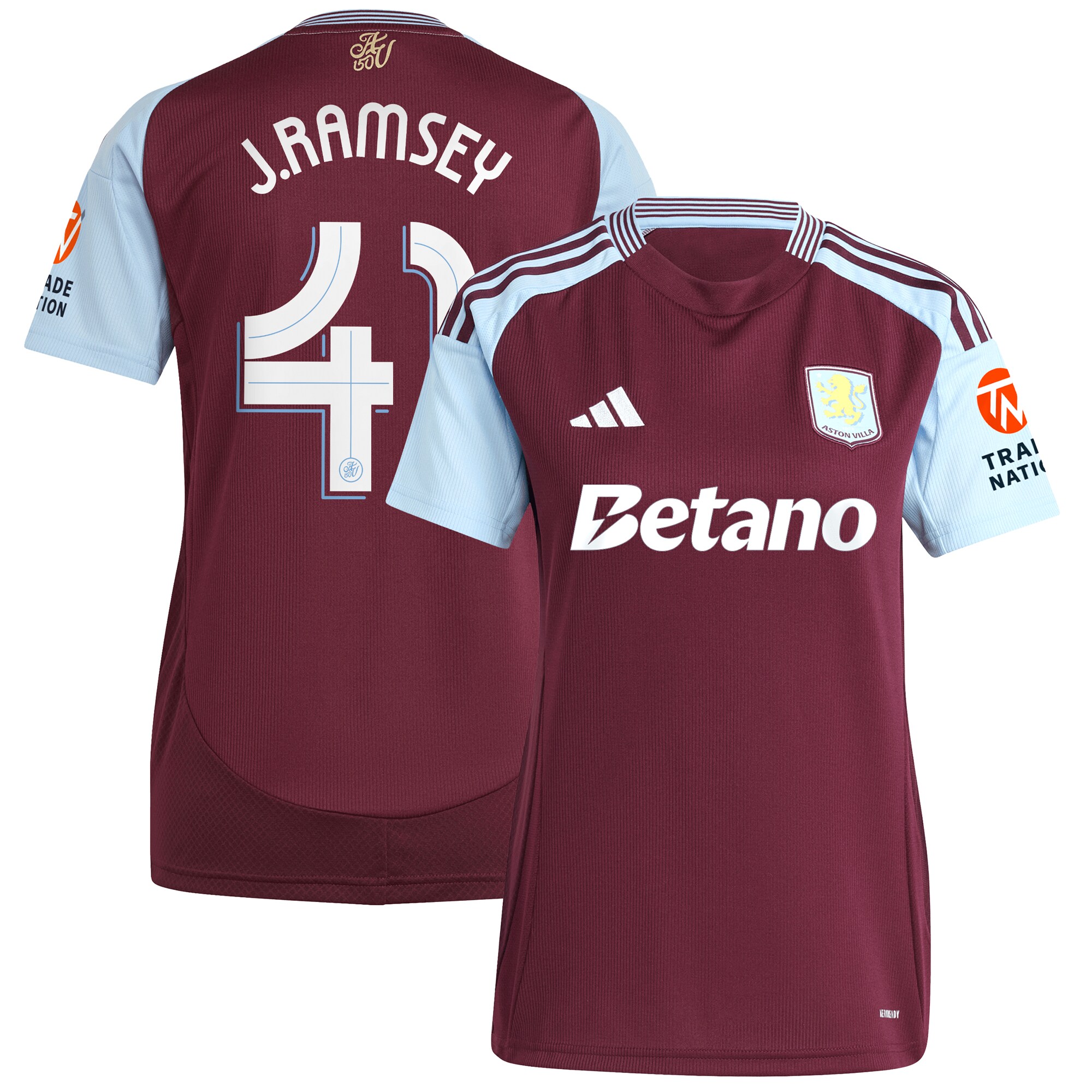 aston villa adidas home shirt 2024-25 – womens with j. ramsey 41 cup printing Collection | Aston Villa Football Kits and Shirts
