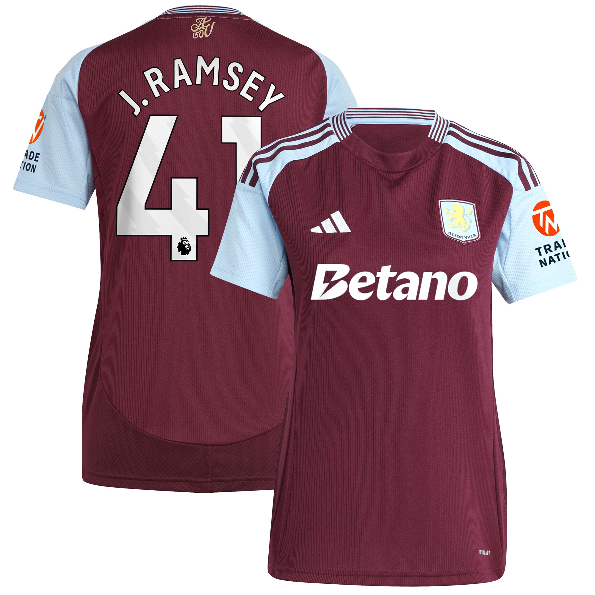 aston villa adidas home shirt 2024-25 – womens with j. ramsey 41 printing Collection | Aston Villa Football Kits and Shirts