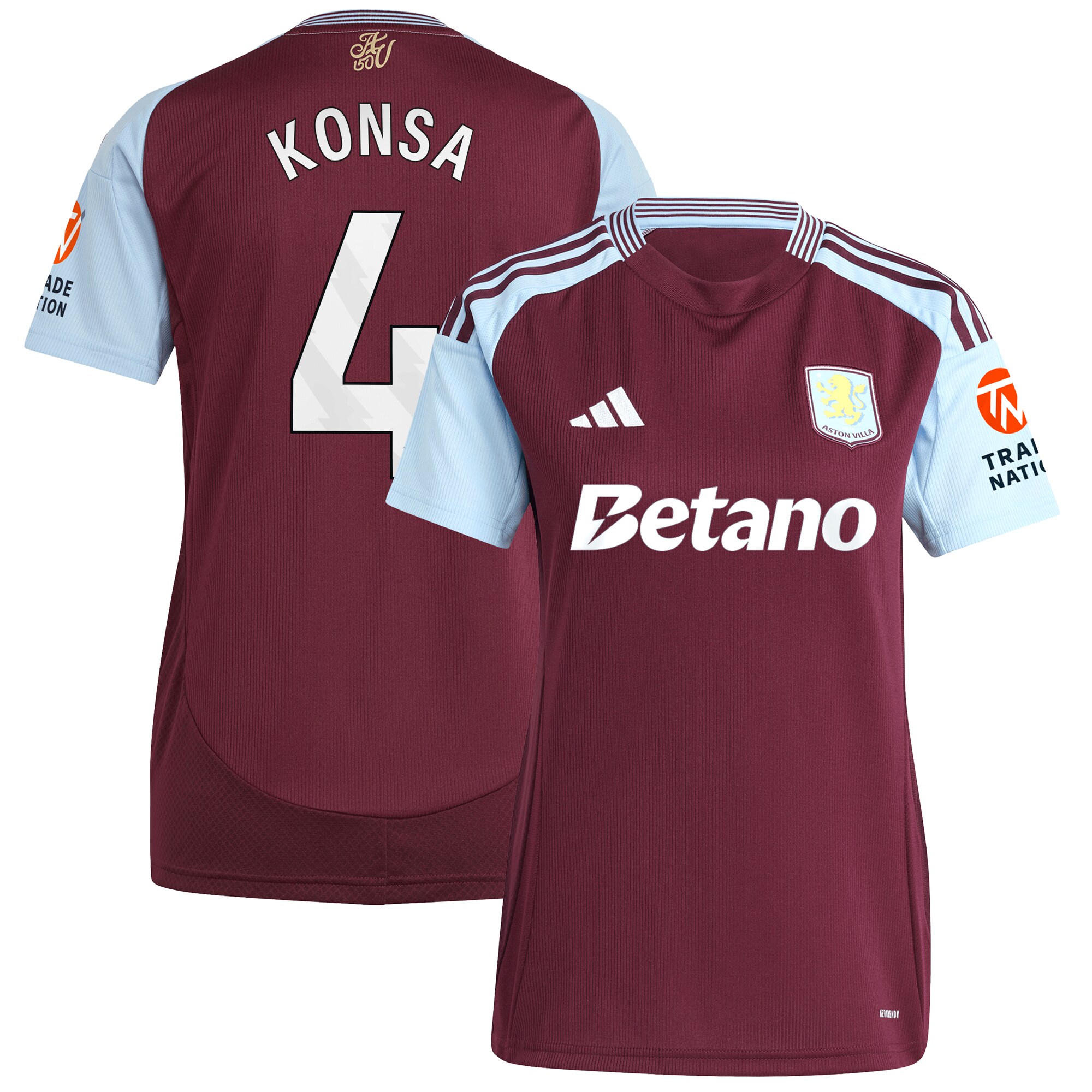 aston villa adidas home shirt 2024-25 – womens with konsa 4 printing Collection | Aston Villa Football Kits and Shirts