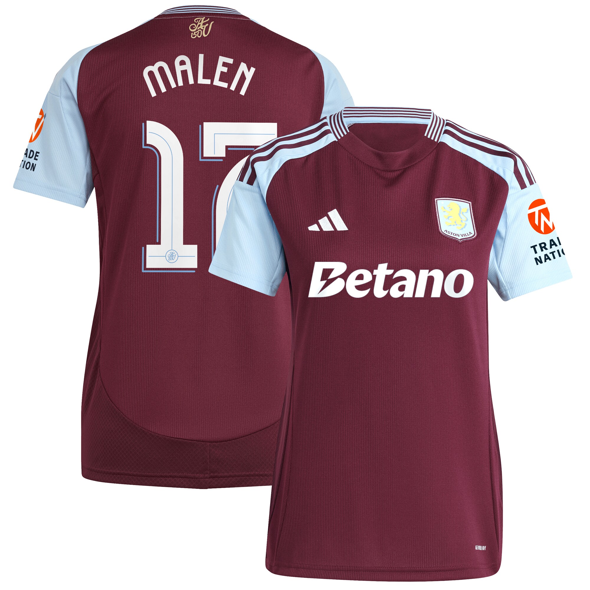 aston villa adidas home shirt 2024-25 – womens with malen 17 cup printing Collection | Aston Villa Football Kits and Shirts