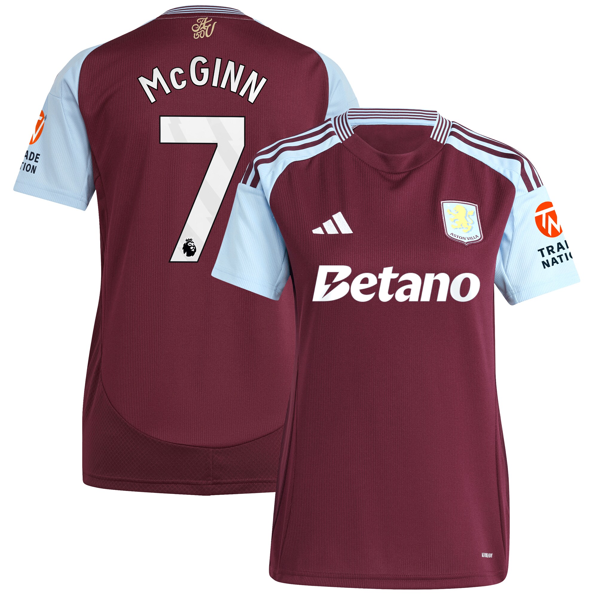 aston villa adidas home shirt 2024-25 – womens with mcginn 7 printing Collection | Aston Villa Football Kits and Shirts