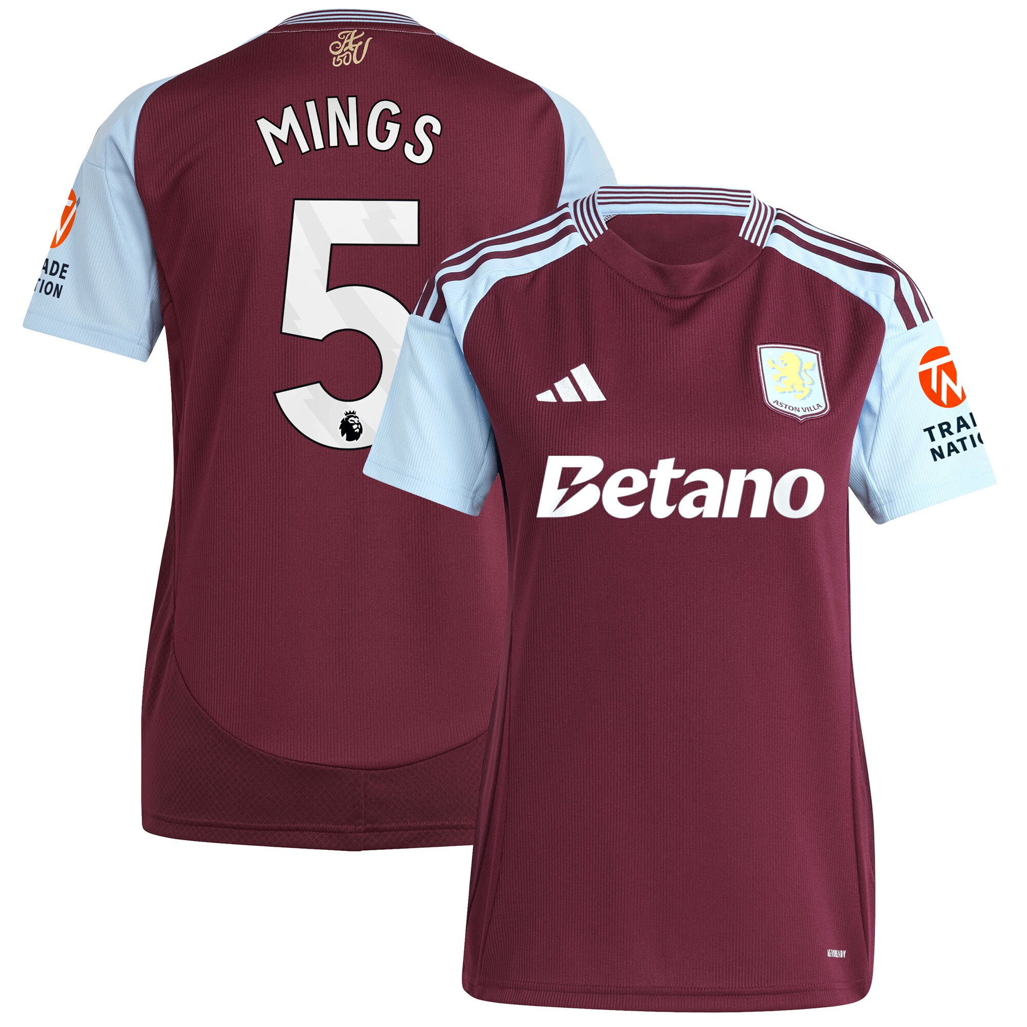 aston villa adidas home shirt 2024-25 – womens with mings 5 printing Collection | Aston Villa Football Kits and Shirts