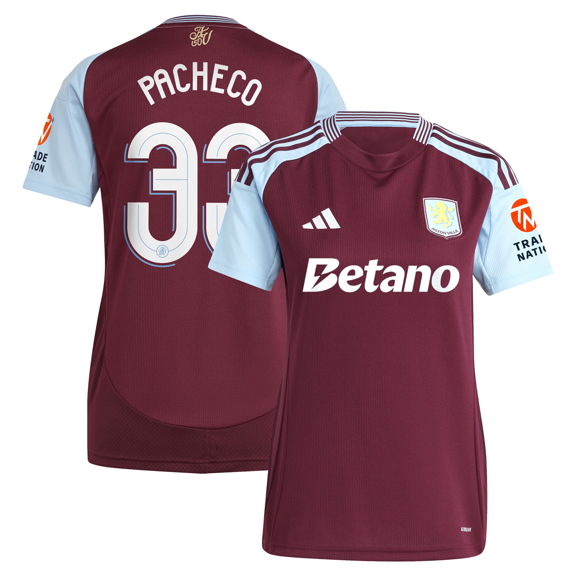 aston villa adidas home shirt 2024-25 – womens with pacheco 33 cup printing Collection | Aston Villa Football Kits and Shirts