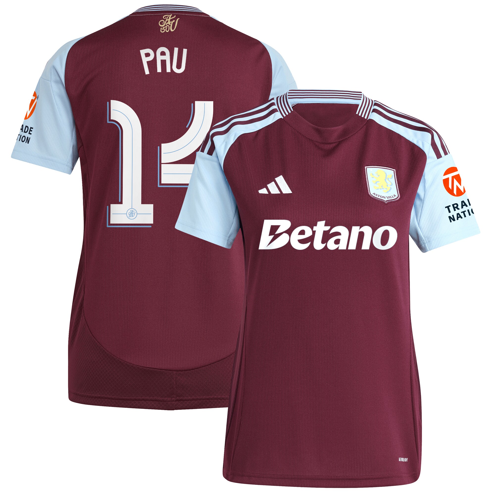 aston villa adidas home shirt 2024-25 – womens with pau 14 cup printing Collection | Aston Villa Football Kits and Shirts