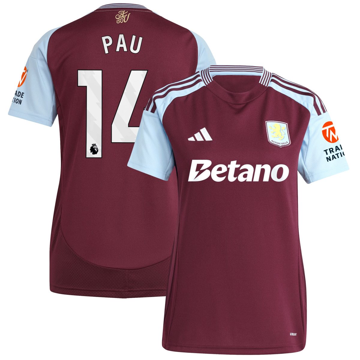 aston villa adidas home shirt 2024-25 – womens with pau 14 printing Collection | Aston Villa Football Kits and Shirts