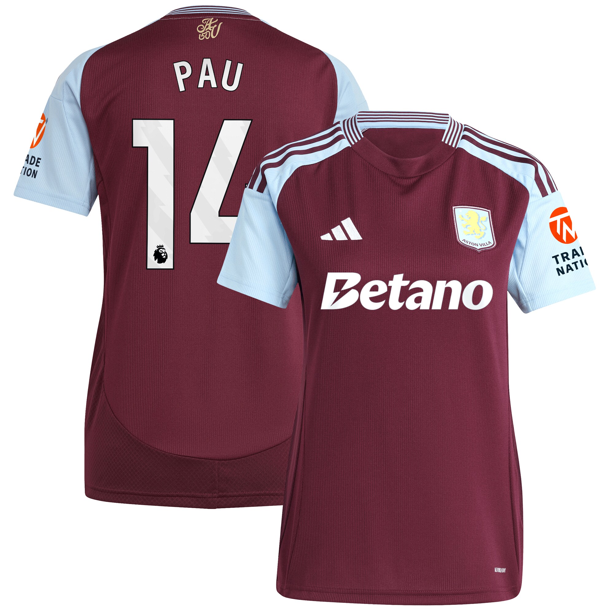 aston villa adidas home shirt 2024-25 – womens with pau 14 printing Collection | Aston Villa Football Kits and Shirts