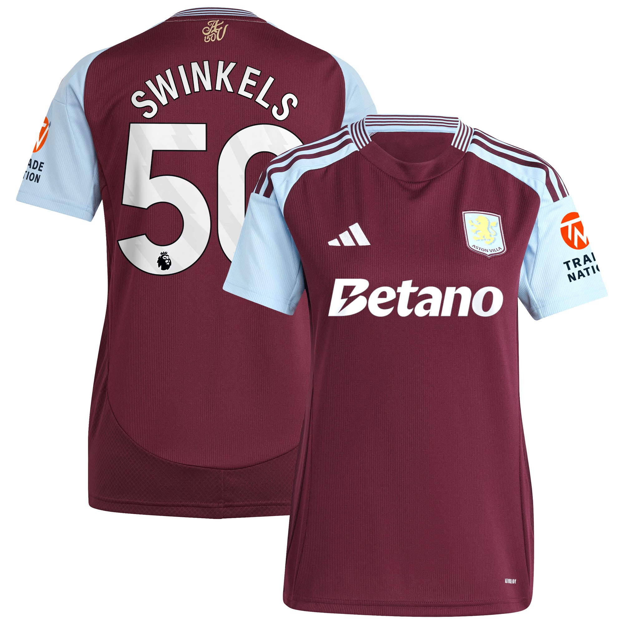 aston villa adidas home shirt 2024-25 – womens with swinkels 50 printing Collection | Aston Villa Football Kits and Shirts