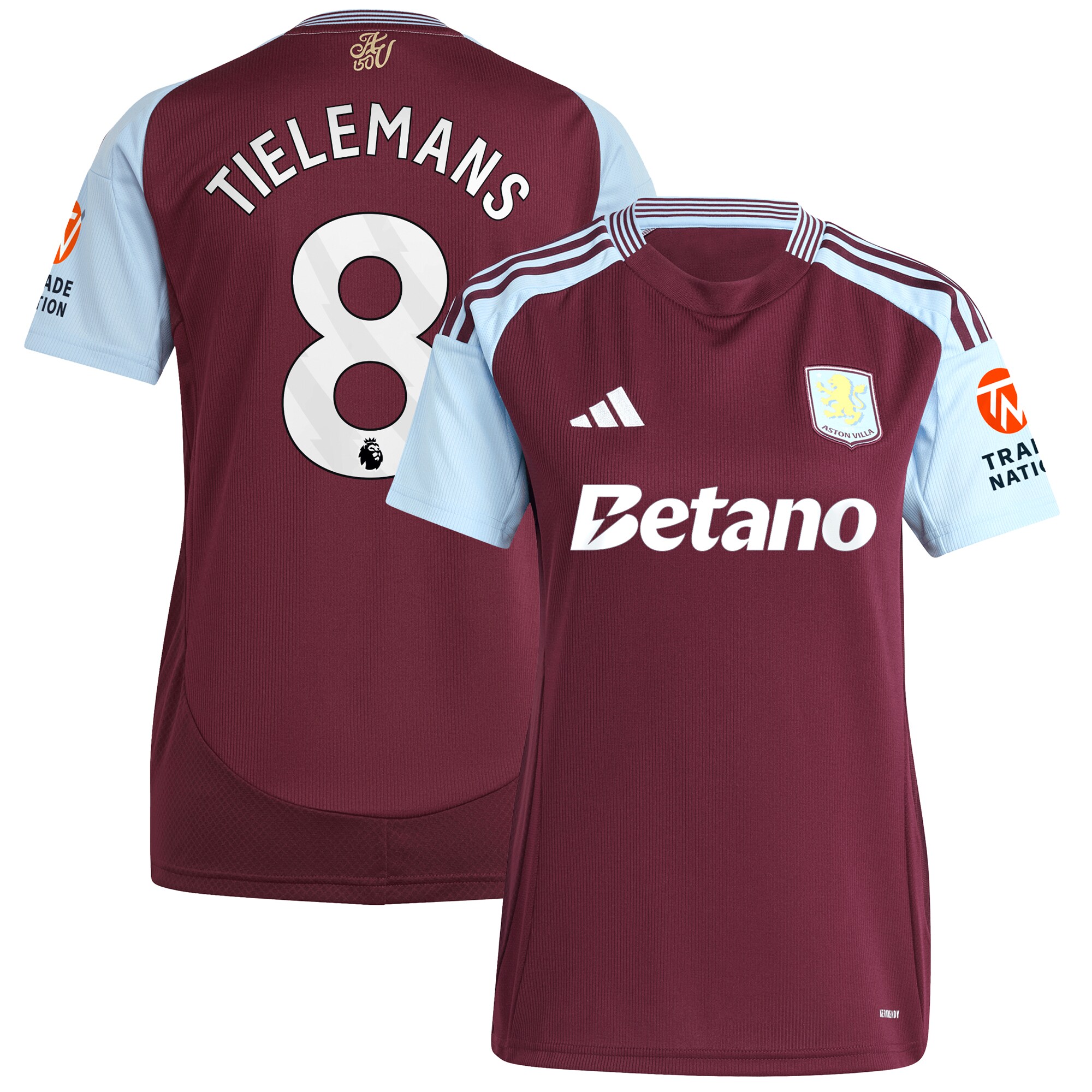 aston villa adidas home shirt 2024-25 – womens with tielemans 8 printing Collection | Aston Villa Football Kits and Shirts