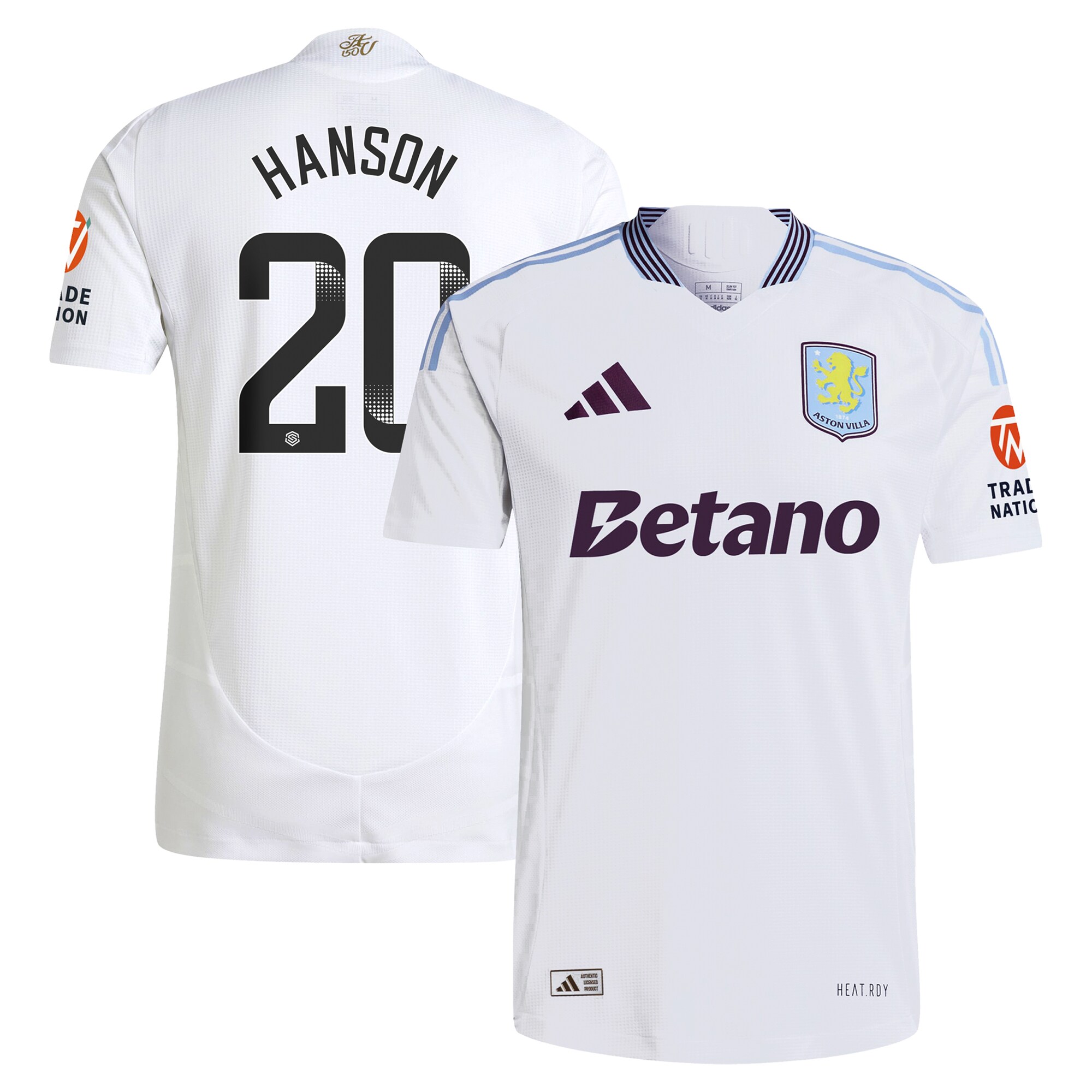 aston villa wsl adidas away authentic shirt 2024-25 with hanson 20 printing Collection | Aston Villa Football Kits and Shirts