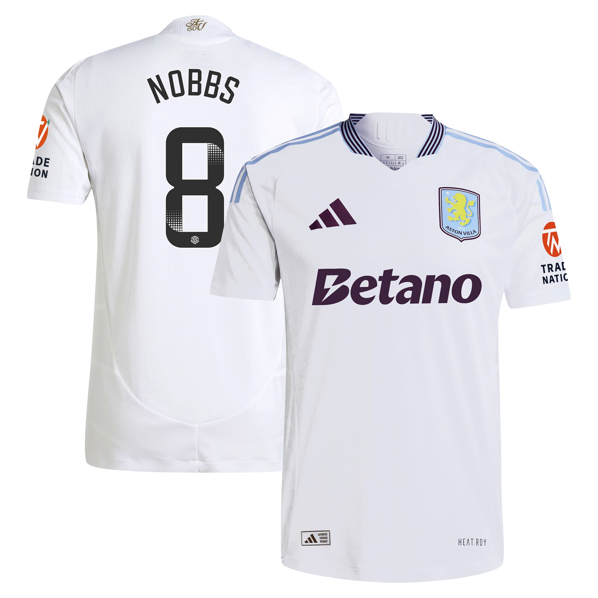 aston villa wsl adidas away authentic shirt 2024-25 with nobbs 8 printing Collection | Aston Villa Football Kits and Shirts