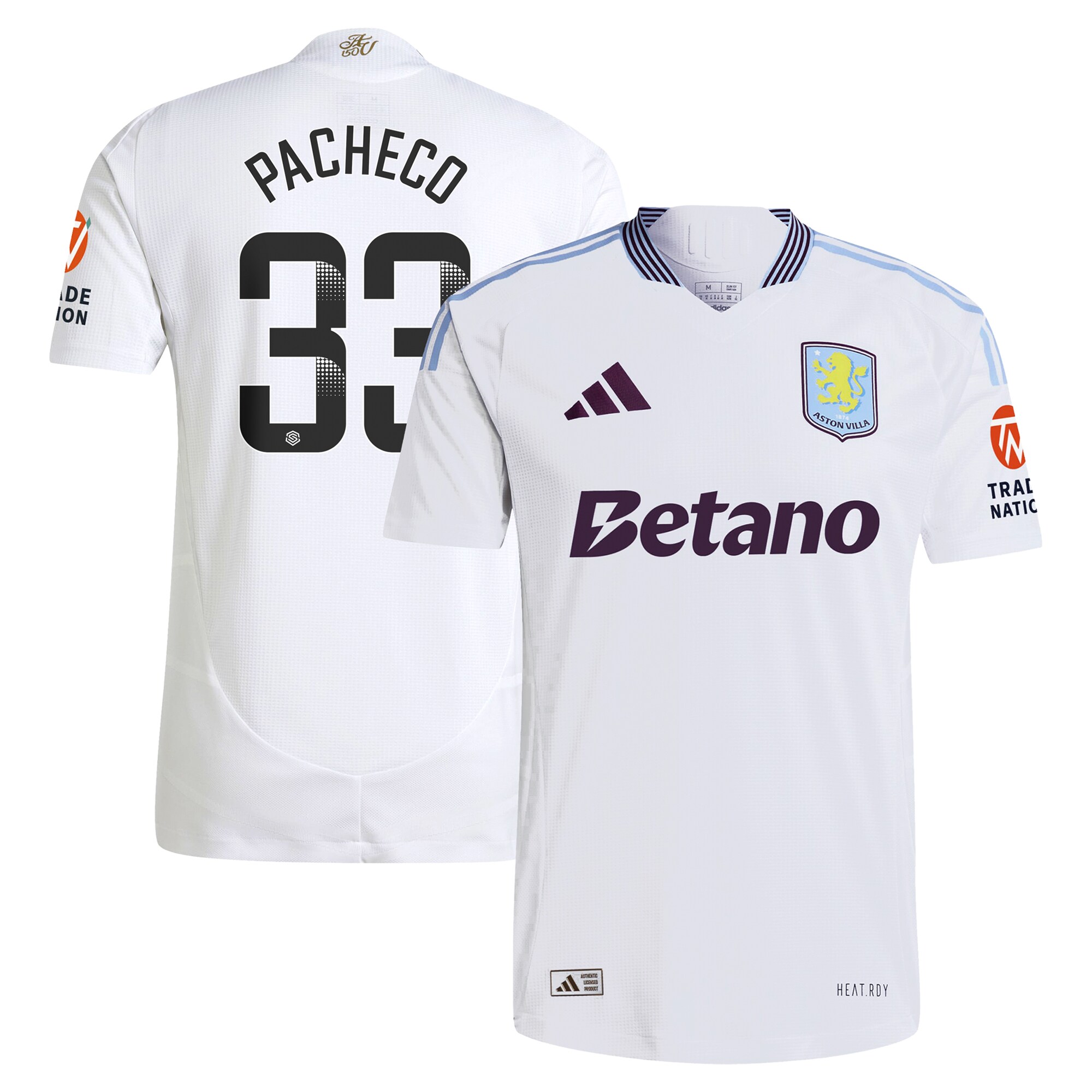 aston villa wsl adidas away authentic shirt 2024-25 with pacheco 33 printing Collection | Aston Villa Football Kits and Shirts