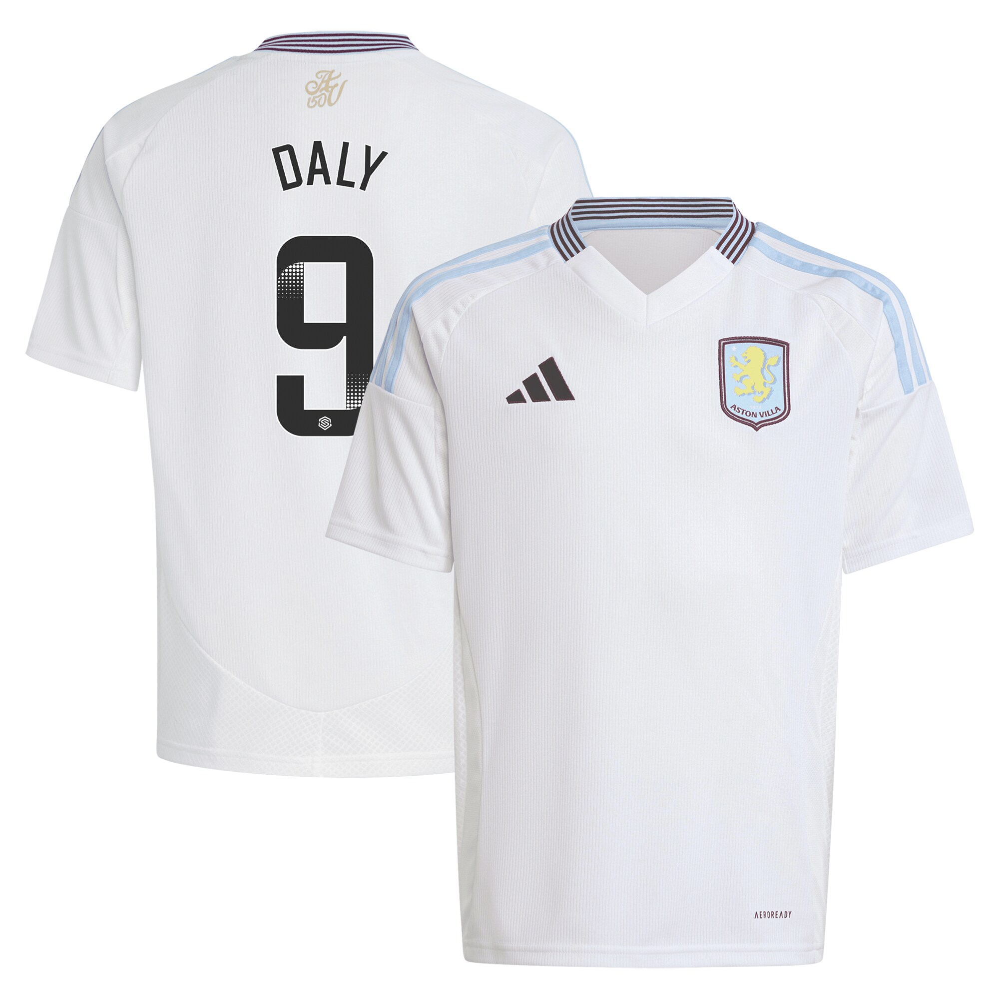 aston villa wsl adidas away shirt 2024-25 – kids with daly 9 printing Collection | Aston Villa Football Kits and Shirts