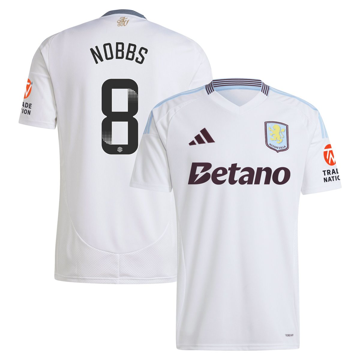 aston villa wsl adidas away shirt 2024-25 with nobbs 8 printing Collection | Aston Villa Football Kits and Shirts