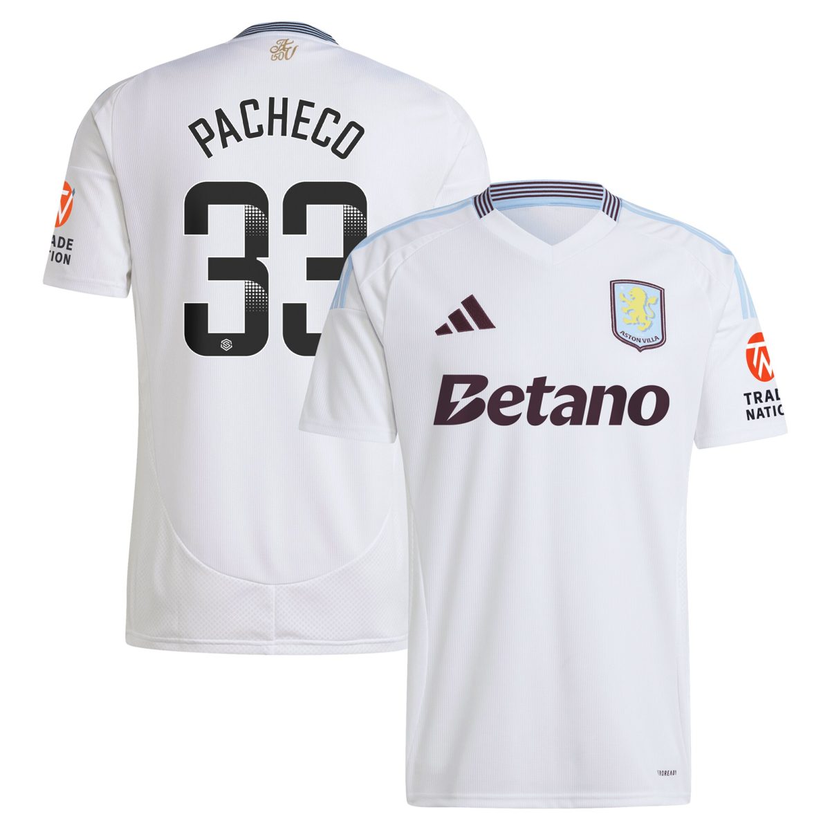 aston villa wsl adidas away shirt 2024-25 with pacheco 33 printing Collection | Aston Villa Football Kits and Shirts