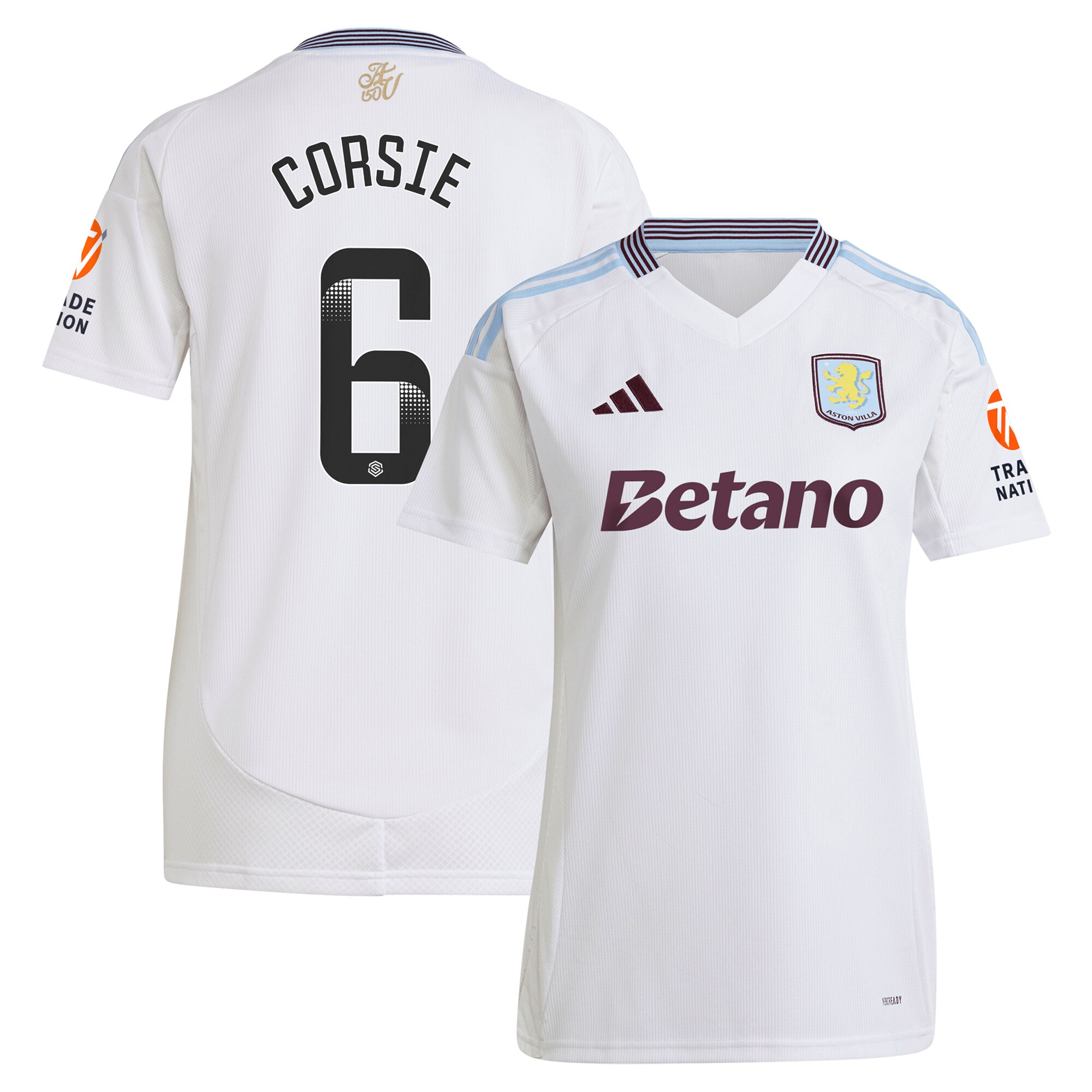 aston villa wsl adidas away shirt 2024-25 – womens with corsie 6 printing Collection | Aston Villa Football Kits and Shirts