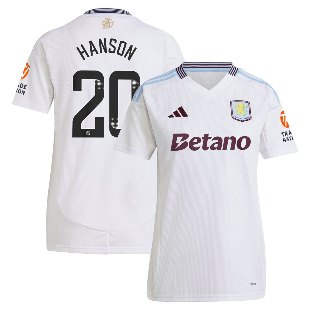 aston villa wsl adidas away shirt 2024-25 – womens with hanson 20 printing Collection | Aston Villa Football Kits and Shirts