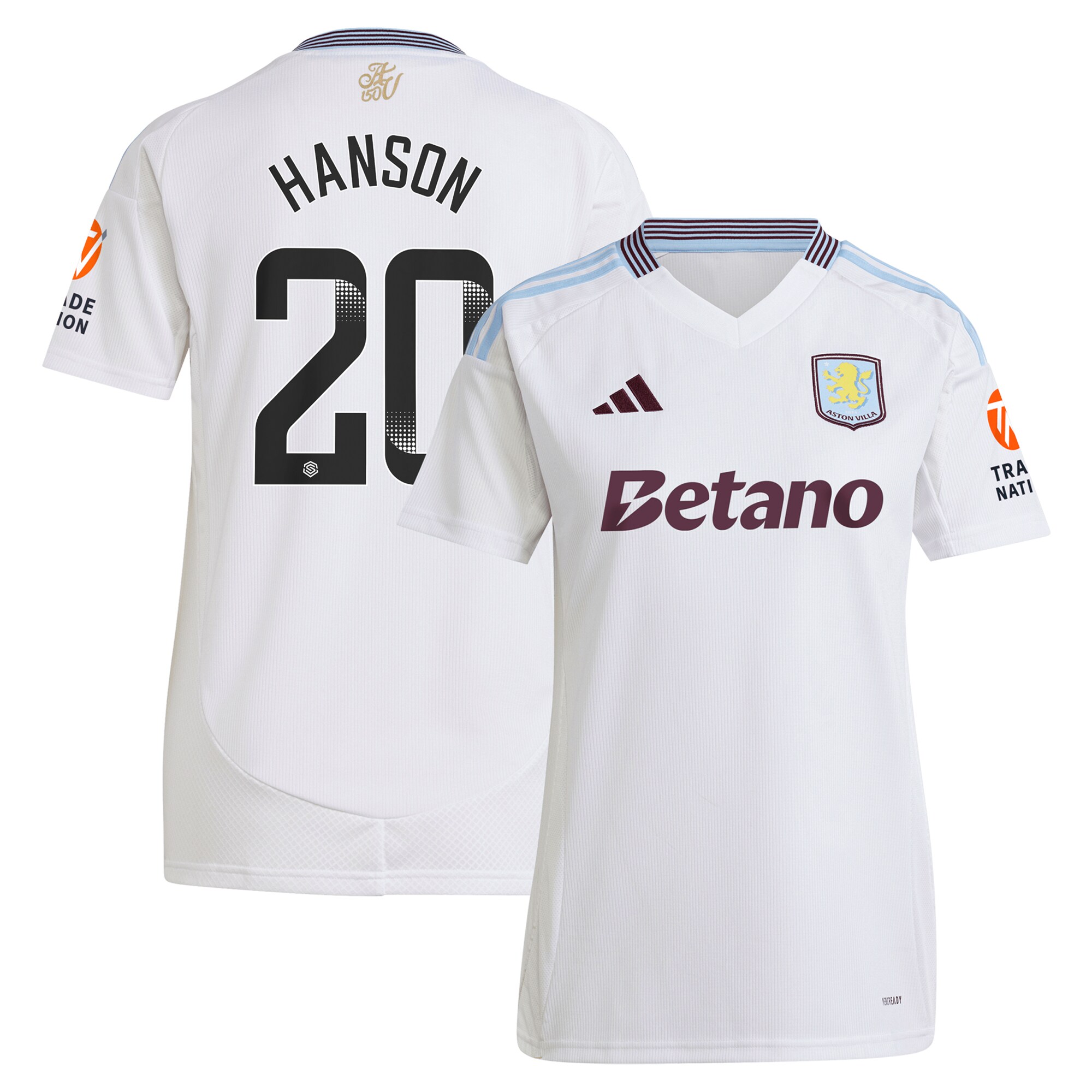 aston villa wsl adidas away shirt 2024-25 – womens with hanson 20 printing Collection | Aston Villa Football Kits and Shirts