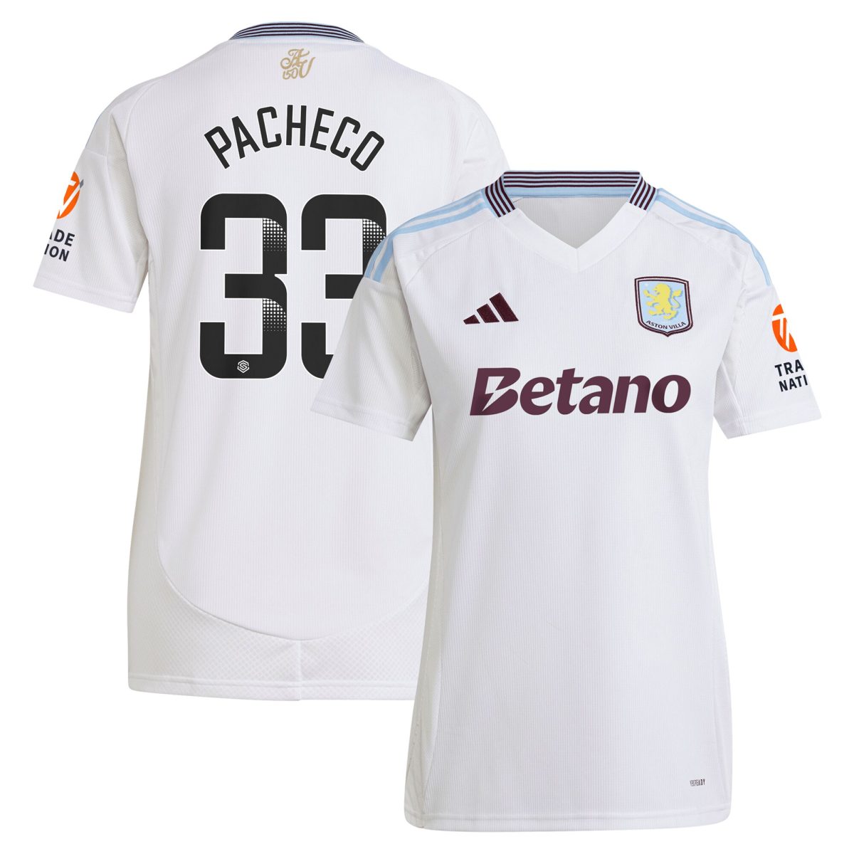aston villa wsl adidas away shirt 2024-25 – womens with pacheco 33 printing Collection | Aston Villa Football Kits and Shirts