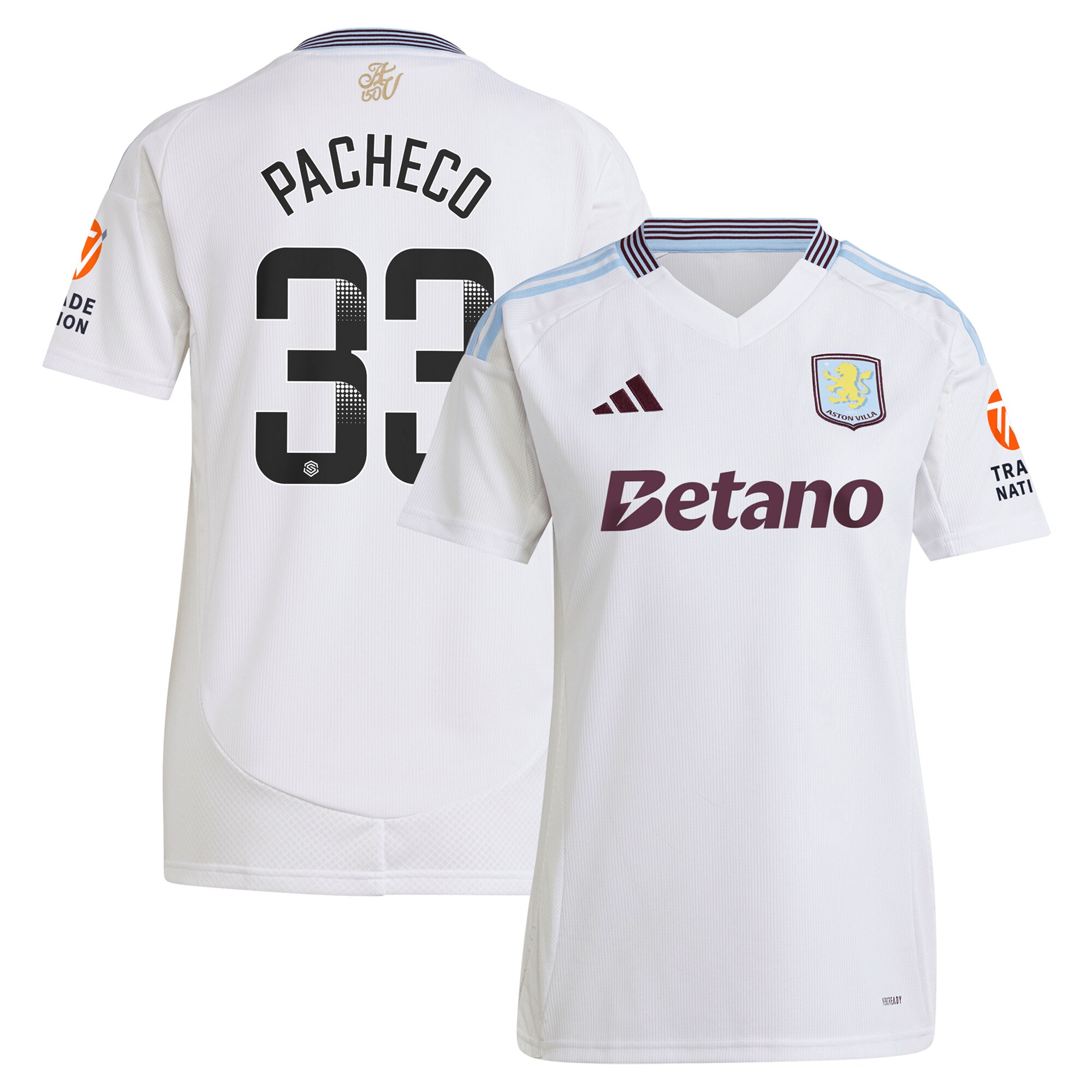 aston villa wsl adidas away shirt 2024-25 – womens with pacheco 33 printing Collection | Aston Villa Football Kits and Shirts