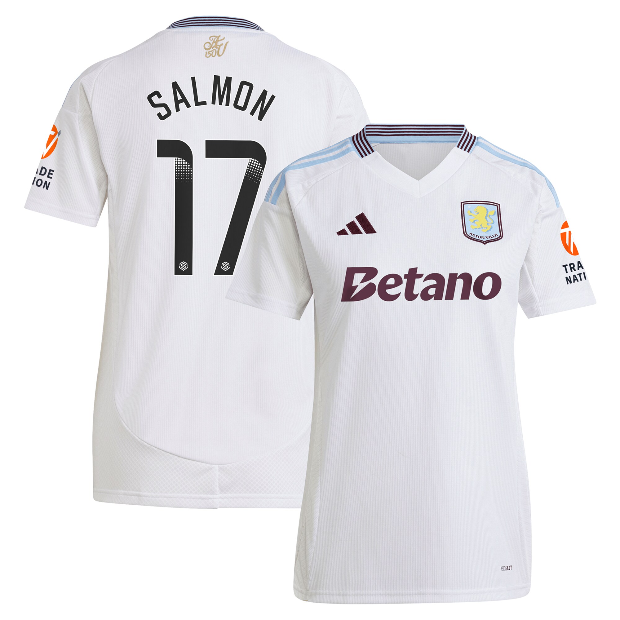 aston villa wsl adidas away shirt 2024-25 – womens with salmon 17 printing Collection | Aston Villa Football Kits and Shirts