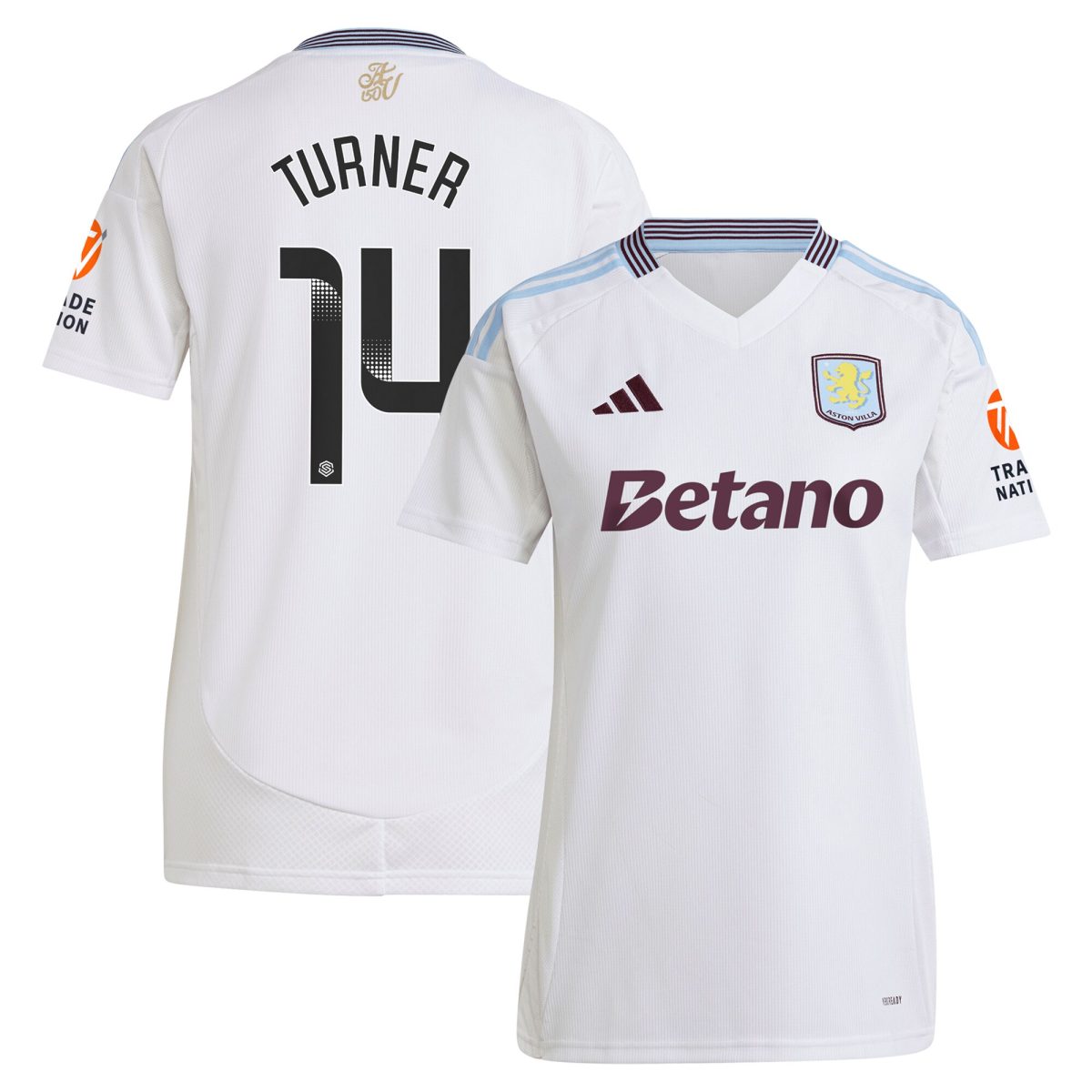 aston villa wsl adidas away shirt 2024-25 – womens with turner 14 printing Collection | Aston Villa Football Kits and Shirts