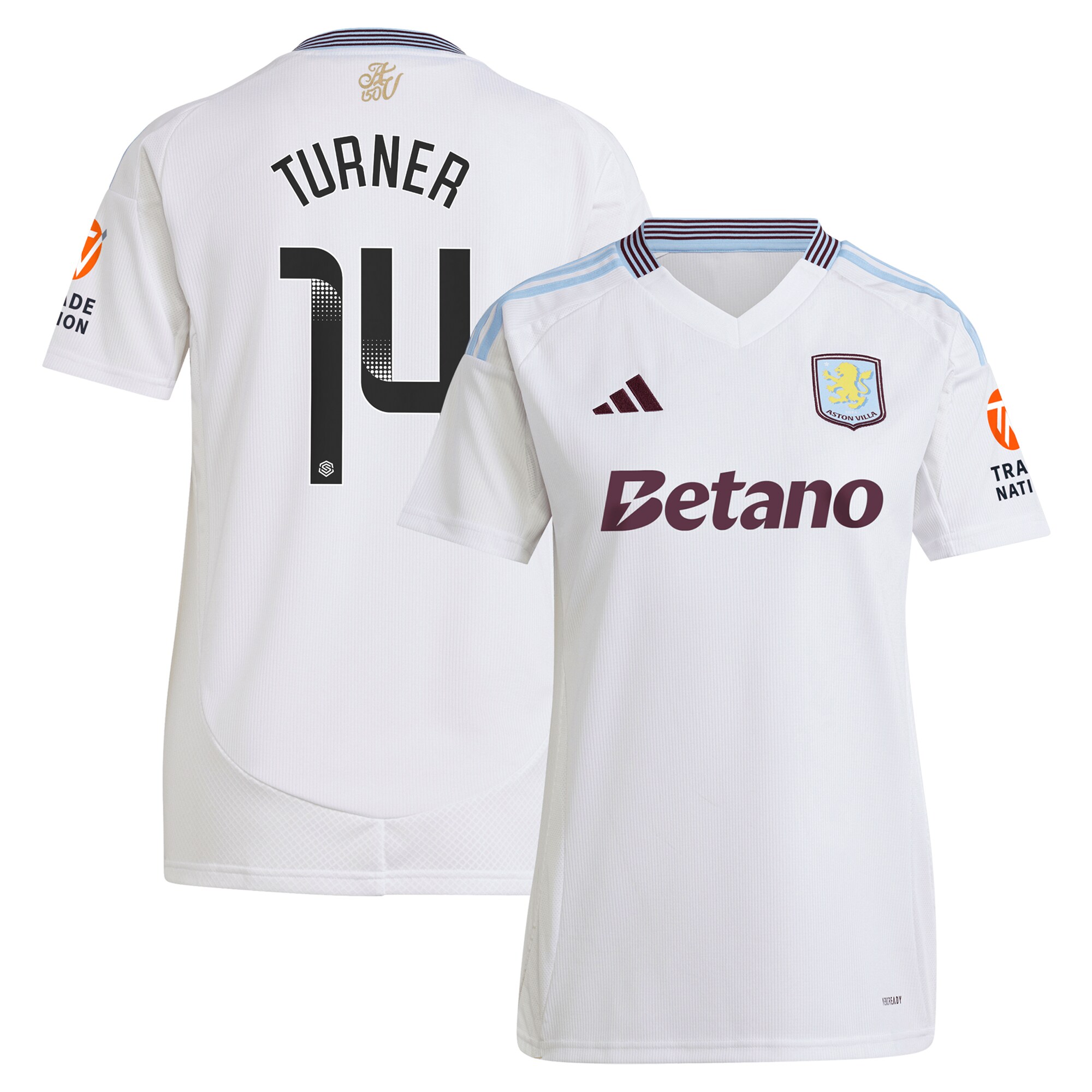 aston villa wsl adidas away shirt 2024-25 – womens with turner 14 printing Collection | Aston Villa Football Kits and Shirts