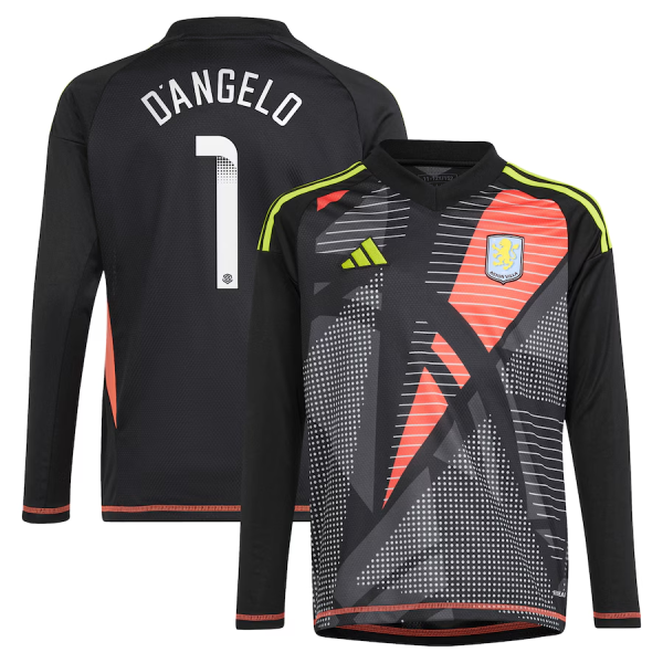 aston villa wsl adidas goalkeeper shirt 2024-25 – long sleeve – kids with d8217angelo 1 printing Collection | Aston Villa Football Kits and Shirts