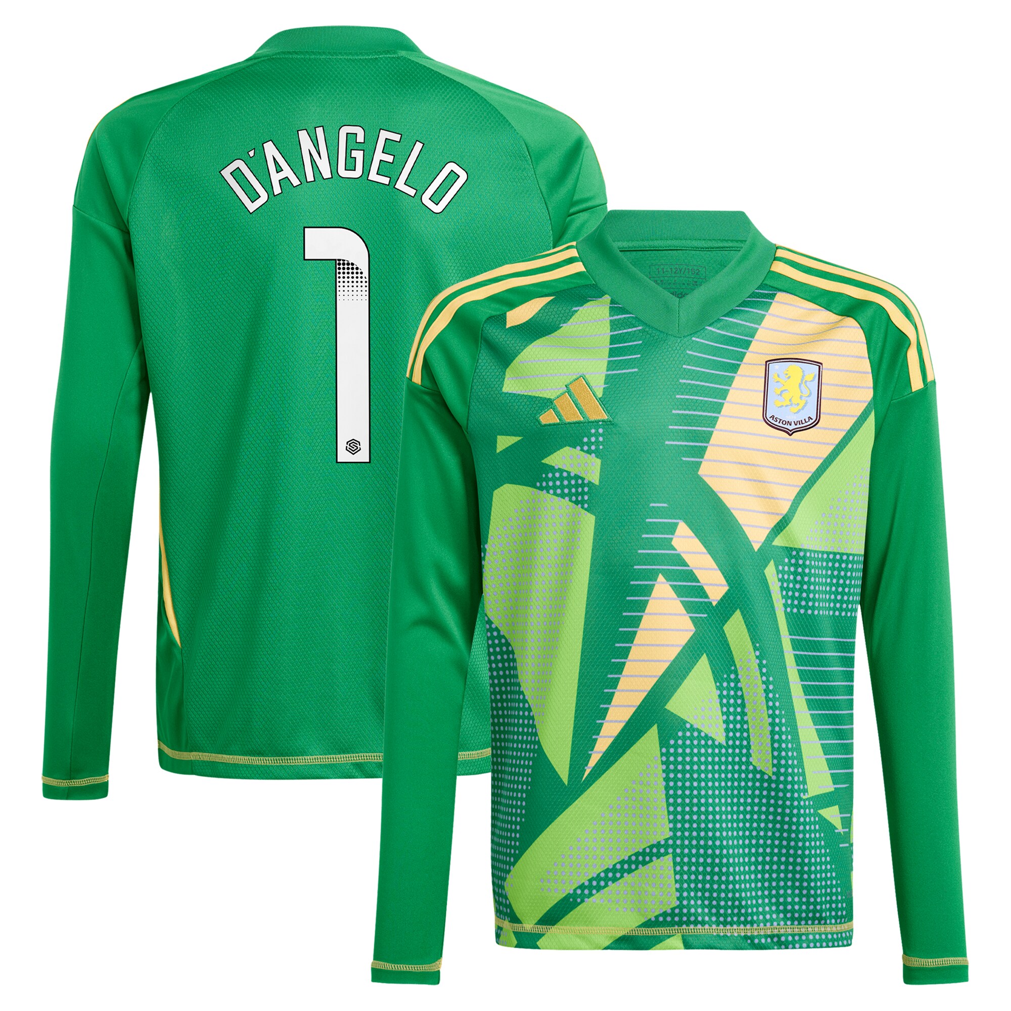 aston villa wsl adidas goalkeeper shirt 2024-25 – long sleeve – kids with dangelo 1 printing – 202712206-01 Collection | Aston Villa Football Kits and Shirts