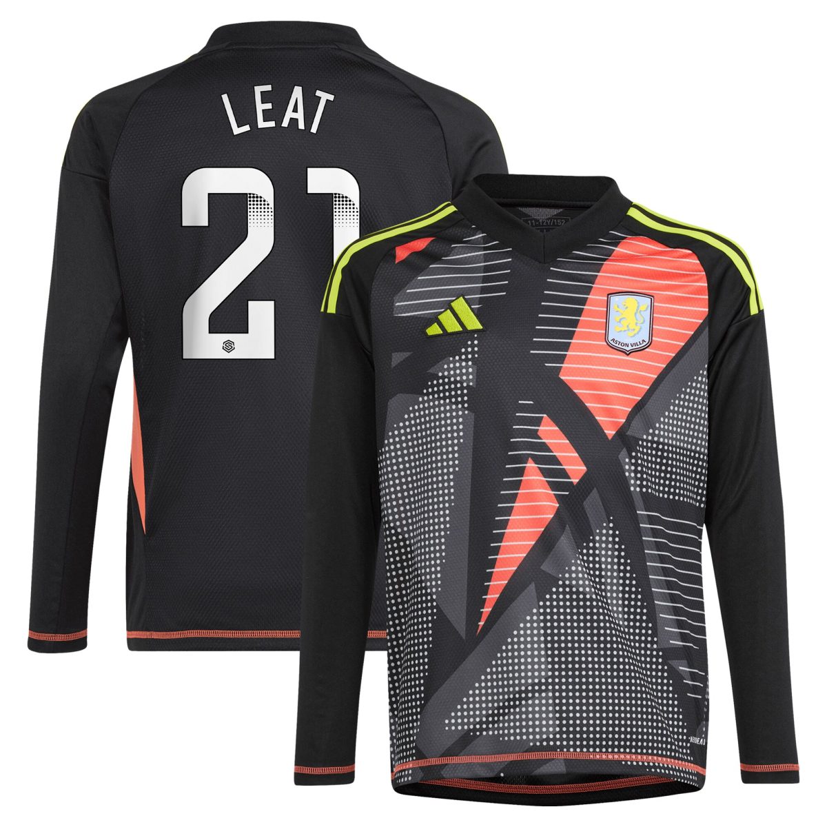 aston villa wsl adidas goalkeeper shirt 2024-25 – long sleeve – kids with leat 21 printing Collection | Aston Villa Football Kits and Shirts
