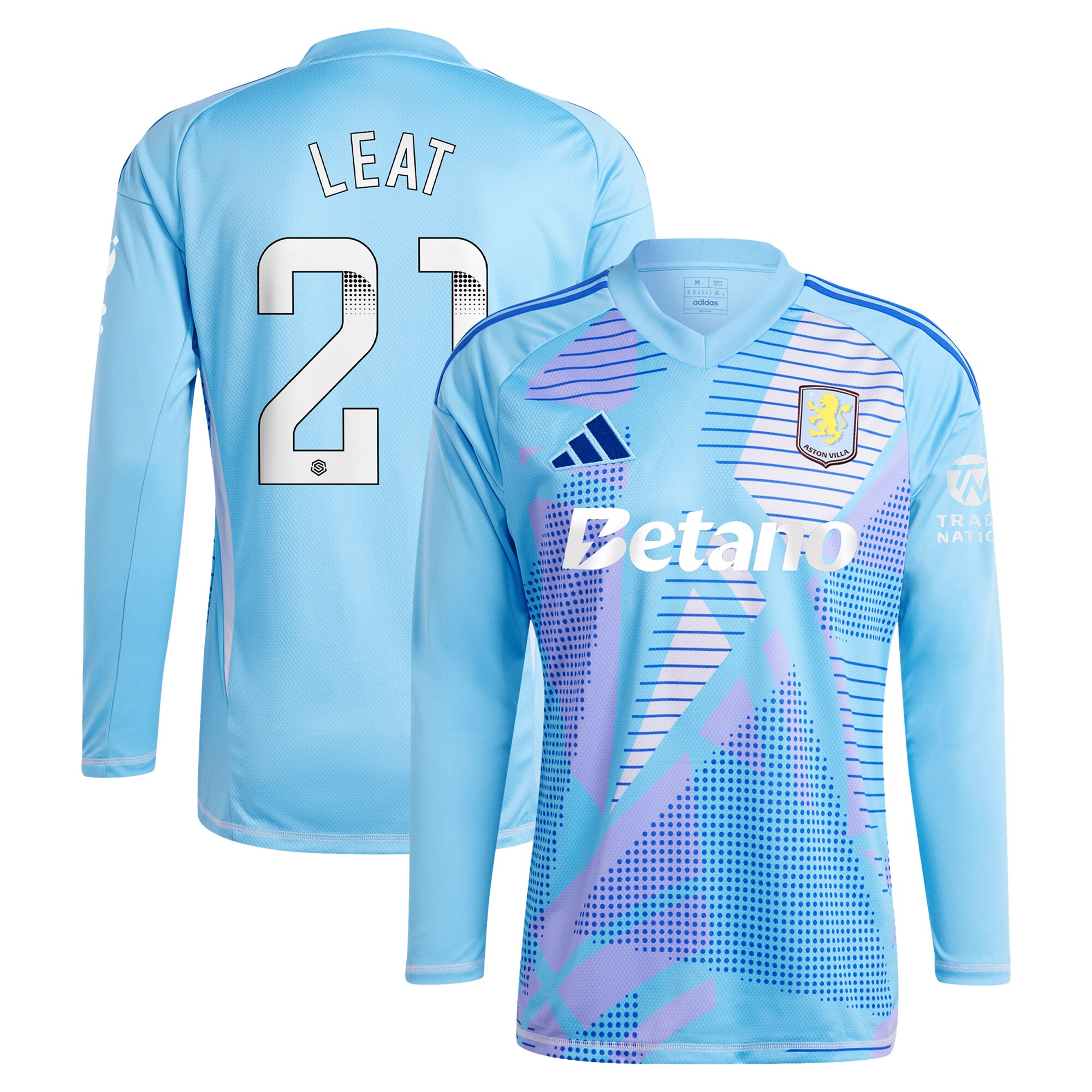 aston villa wsl adidas goalkeeper shirt 2024-25 – long sleeve with leat 21 printing – 202030996 Collection | Aston Villa Football Kits and Shirts