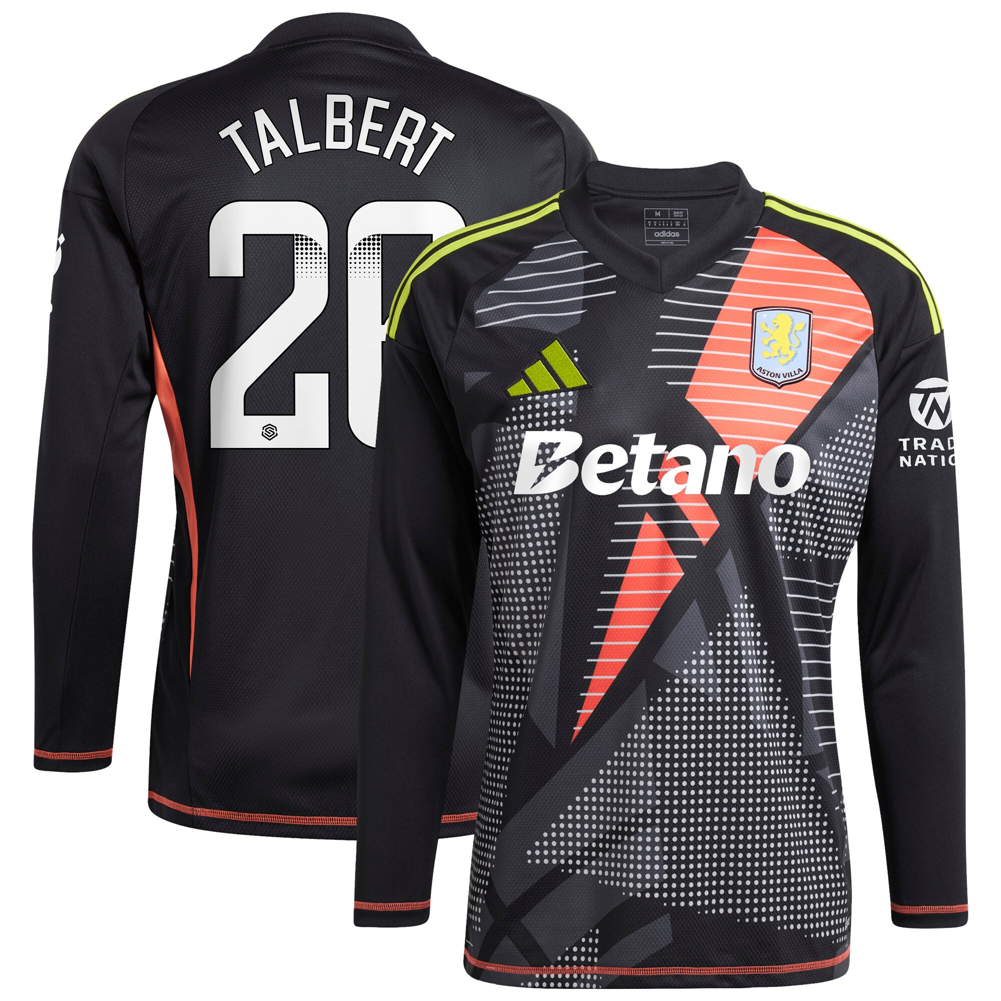 aston villa wsl adidas goalkeeper shirt 2024-25 – long sleeve with talbert 26 printing Collection | Aston Villa Football Kits and Shirts