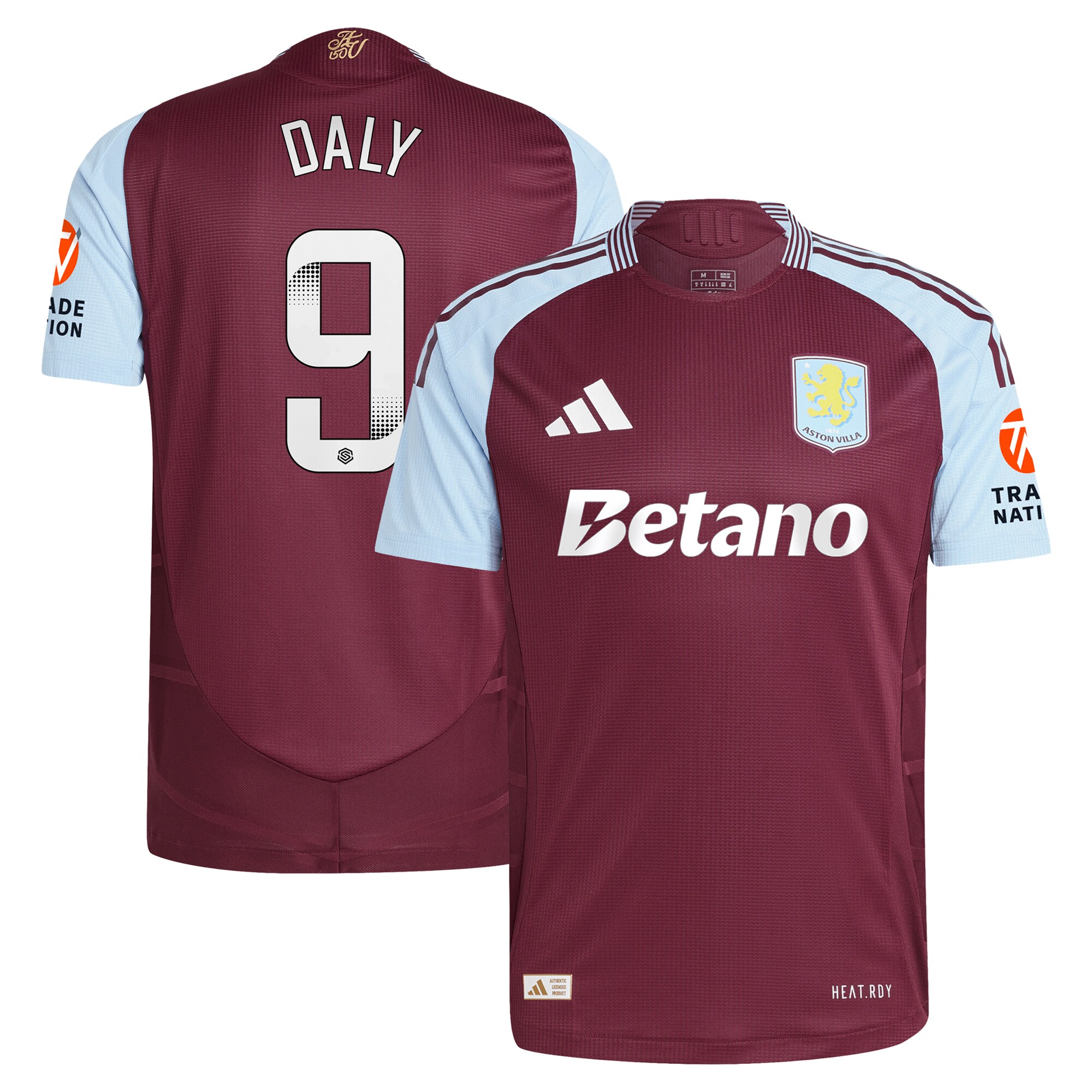 aston villa wsl adidas home authentic shirt 2024-25 with daly 9 printing Collection | Aston Villa Football Kits and Shirts