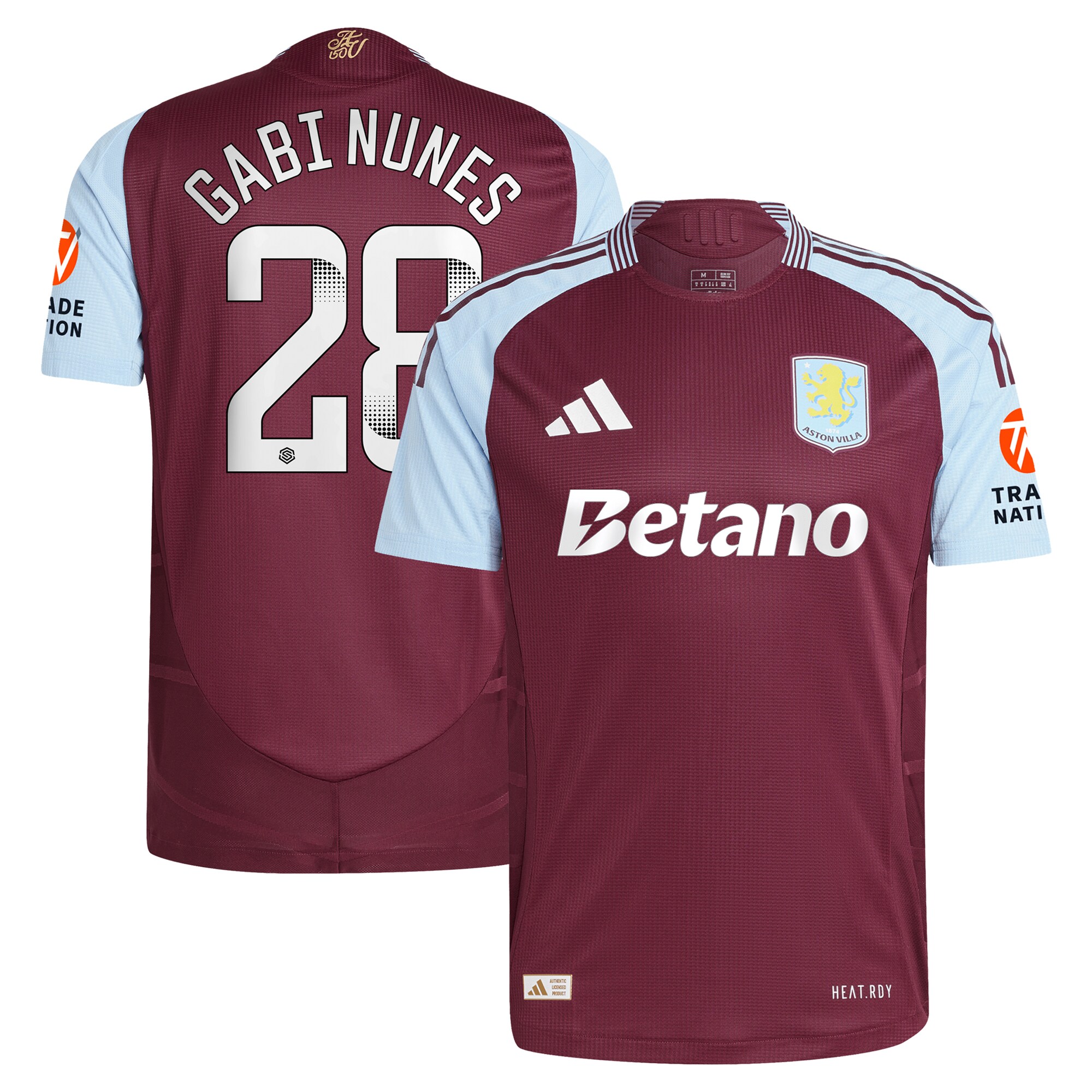 aston villa wsl adidas home authentic shirt 2024-25 with gabi nunes 28 printing Collection | Aston Villa Football Kits and Shirts