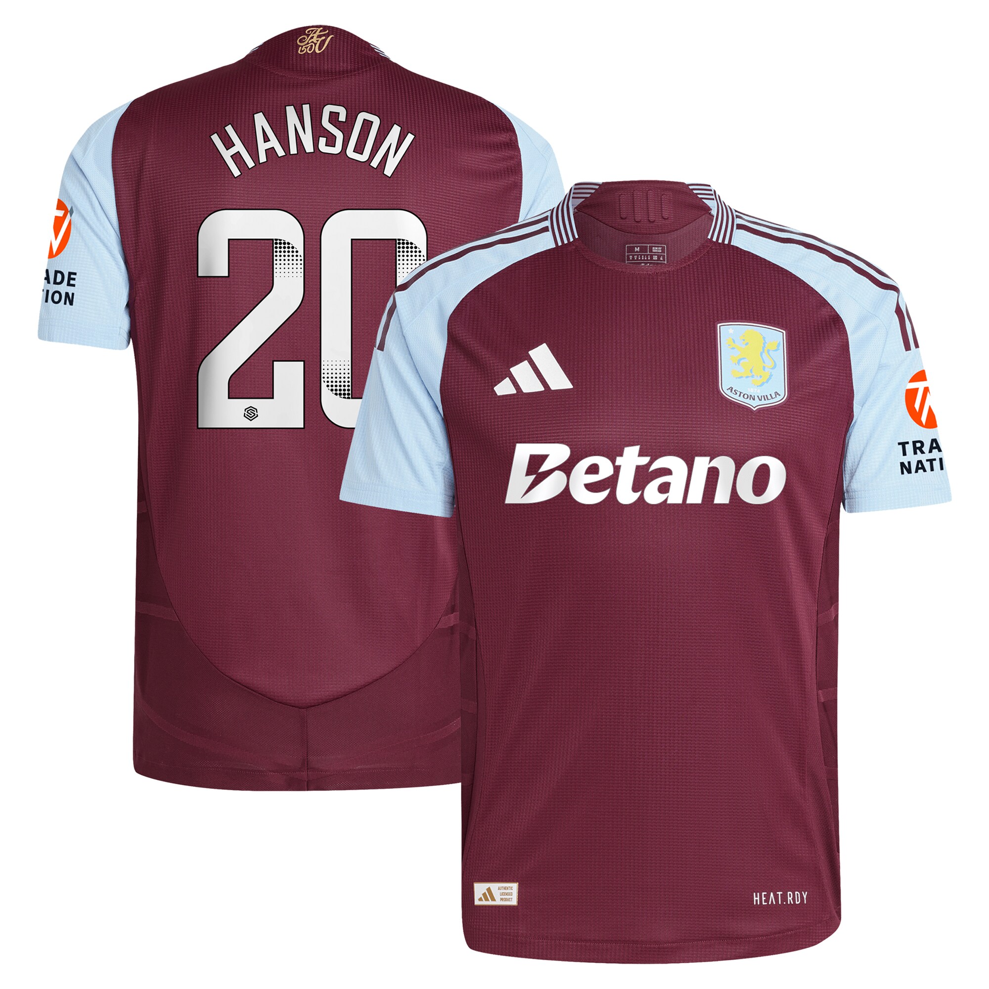 aston villa wsl adidas home authentic shirt 2024-25 with hanson 20 printing Collection | Aston Villa Football Kits and Shirts