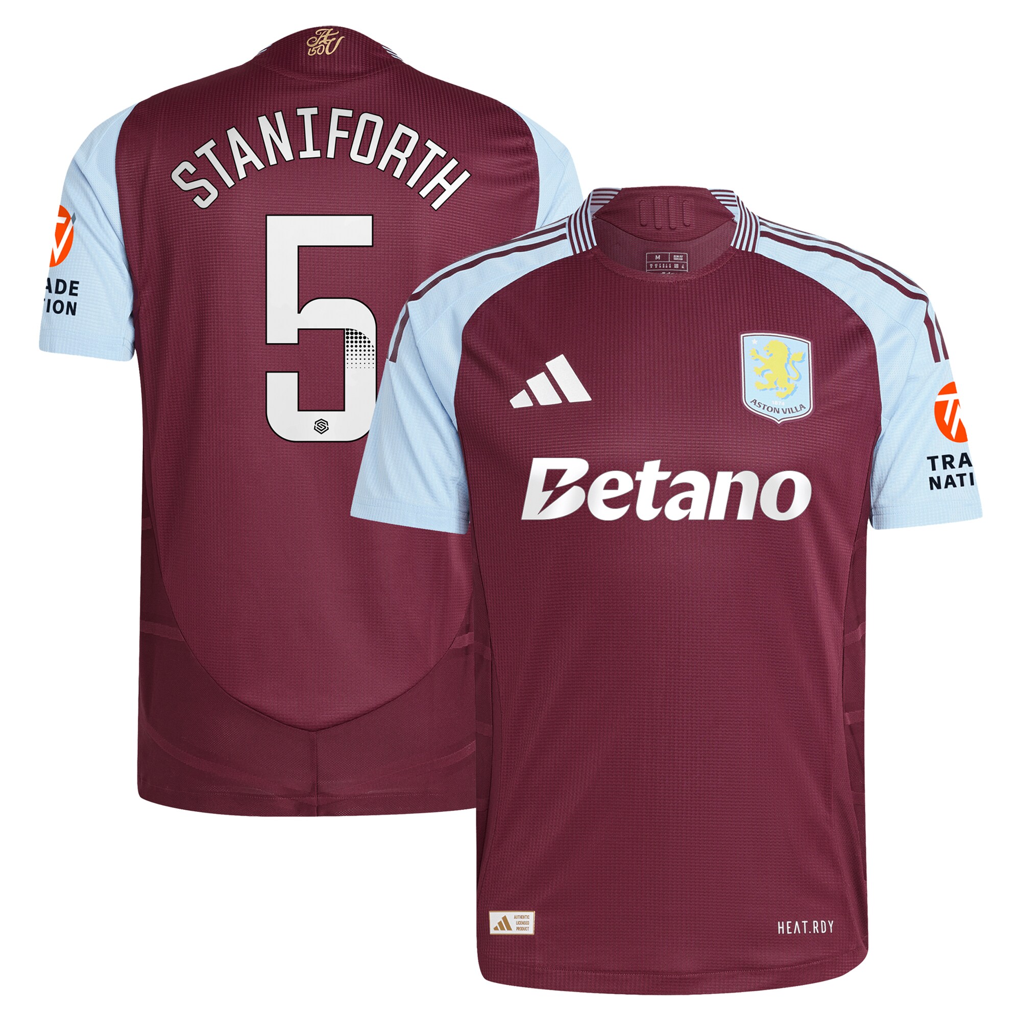 aston villa wsl adidas home authentic shirt 2024-25 with staniforth 5 printing Collection | Aston Villa Football Kits and Shirts