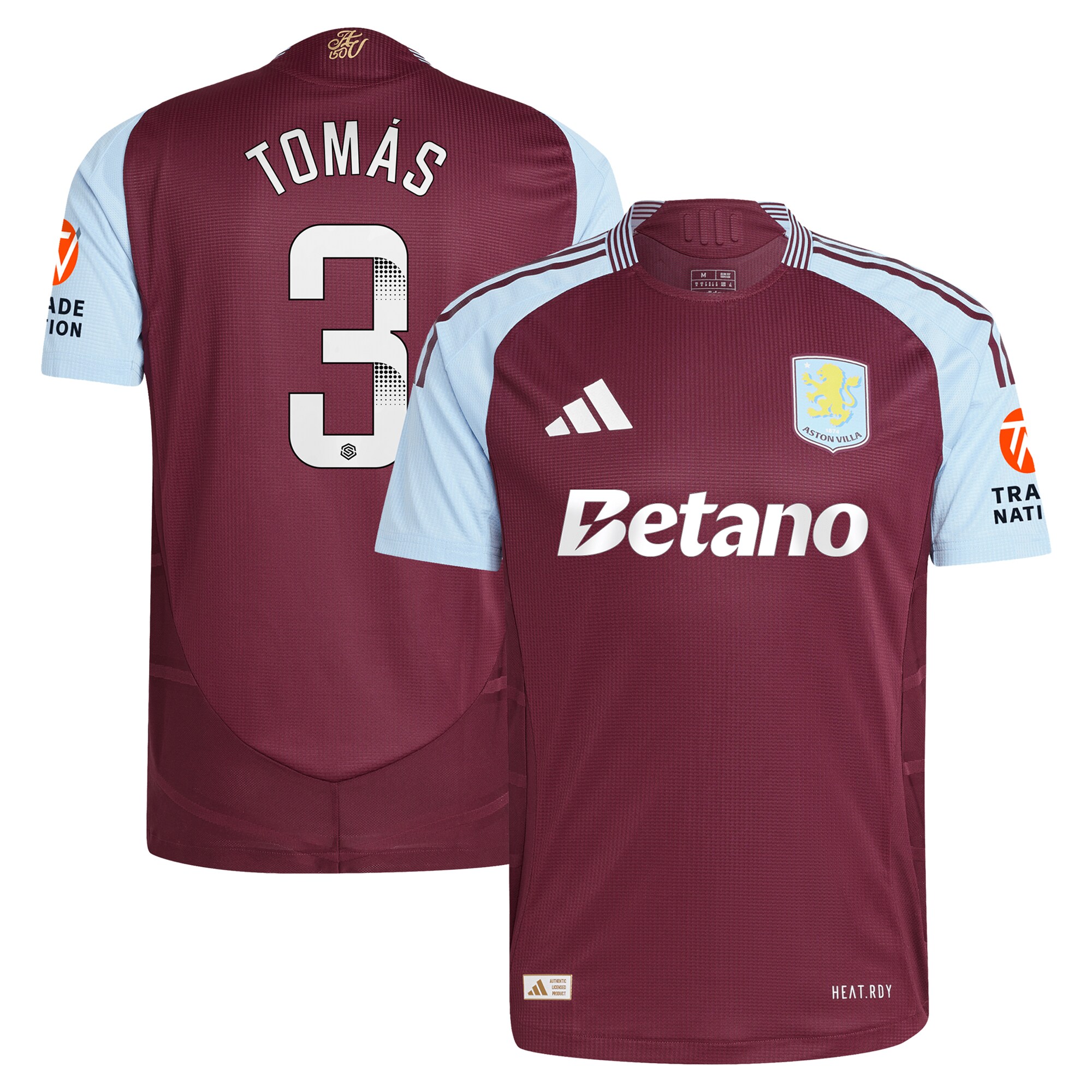 aston villa wsl adidas home authentic shirt 2024-25 with tomás 3 printing Collection | Aston Villa Football Kits and Shirts