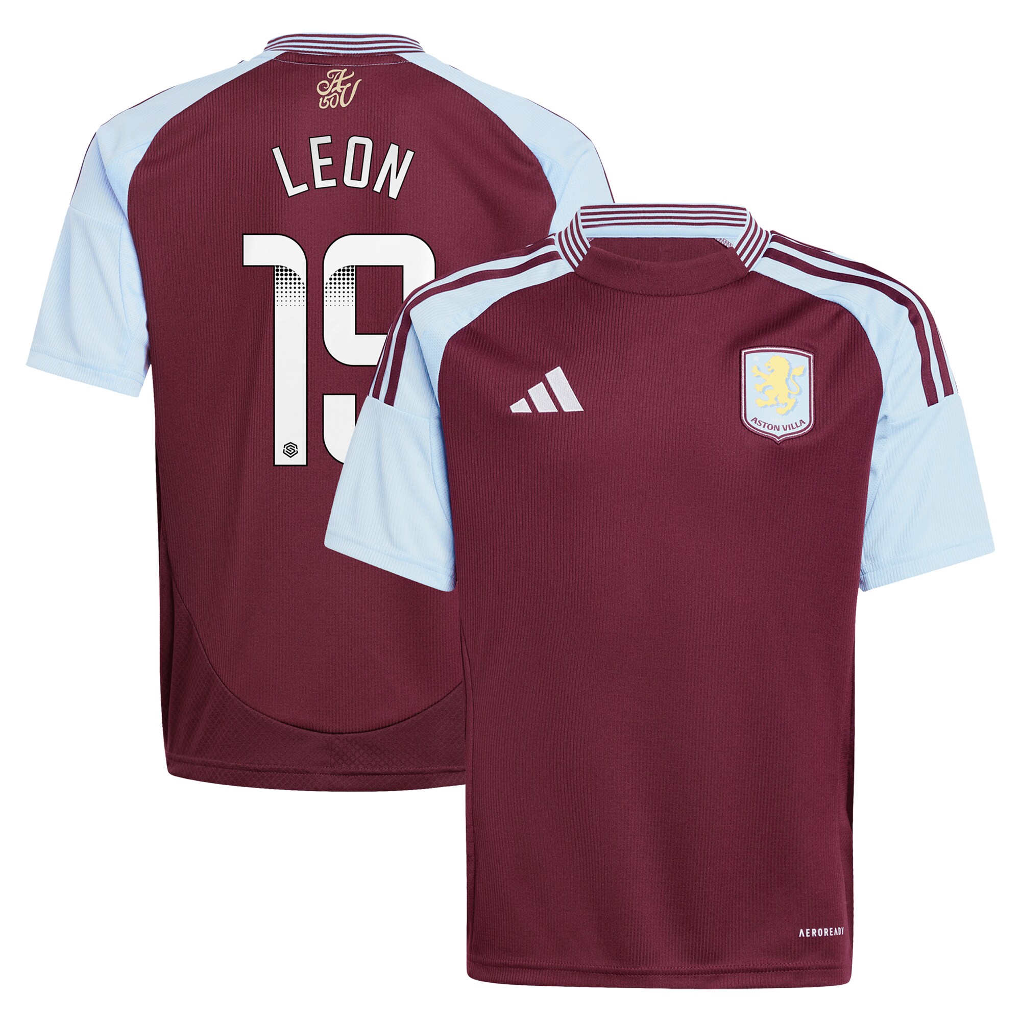 aston villa wsl adidas home shirt 2024-25 – kids with leon 19 printing Collection | Aston Villa Football Kits and Shirts