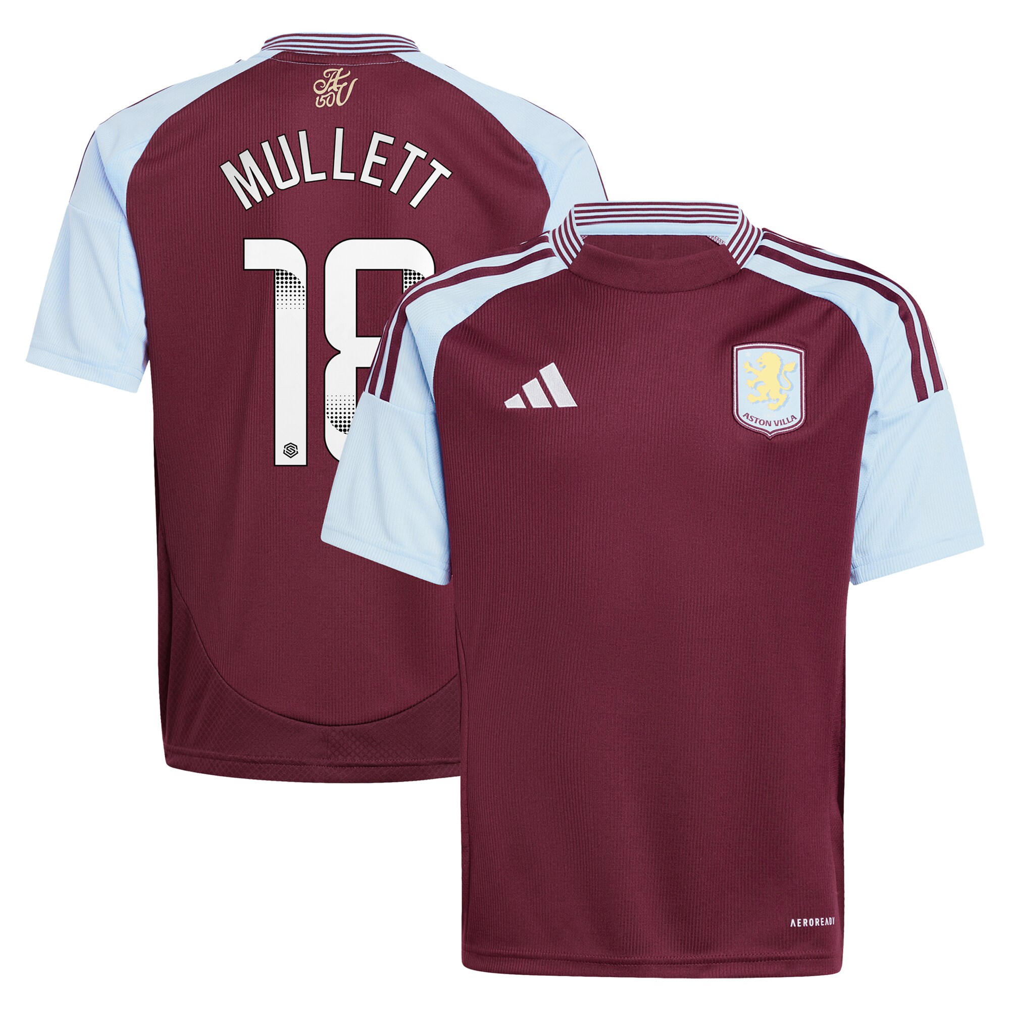 aston villa wsl adidas home shirt 2024-25 – kids with mullett 18 printing Collection | Aston Villa Football Kits and Shirts