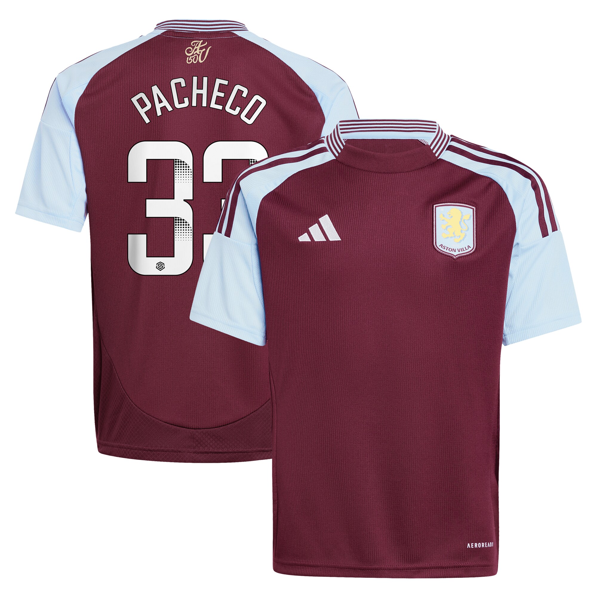 aston villa wsl adidas home shirt 2024-25 – kids with pacheco 33 printing Collection | Aston Villa Football Kits and Shirts