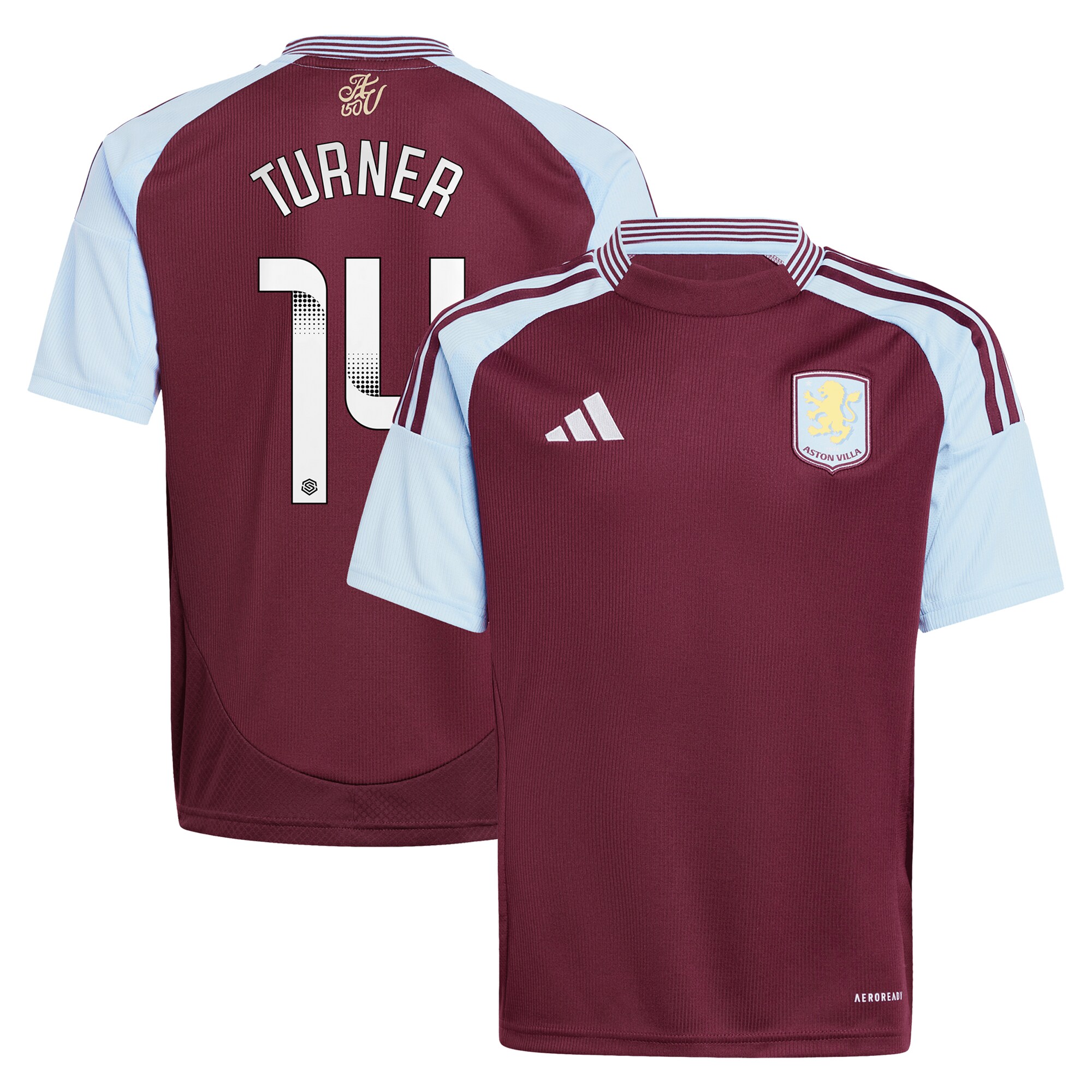 aston villa wsl adidas home shirt 2024-25 – kids with turner 14 printing Collection | Aston Villa Football Kits and Shirts
